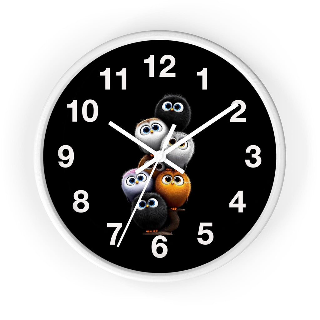 Fluffy Critters Wall Clock, Whimsical Animal Nursery Decor, Silent Mechanism, Wood Frame Option