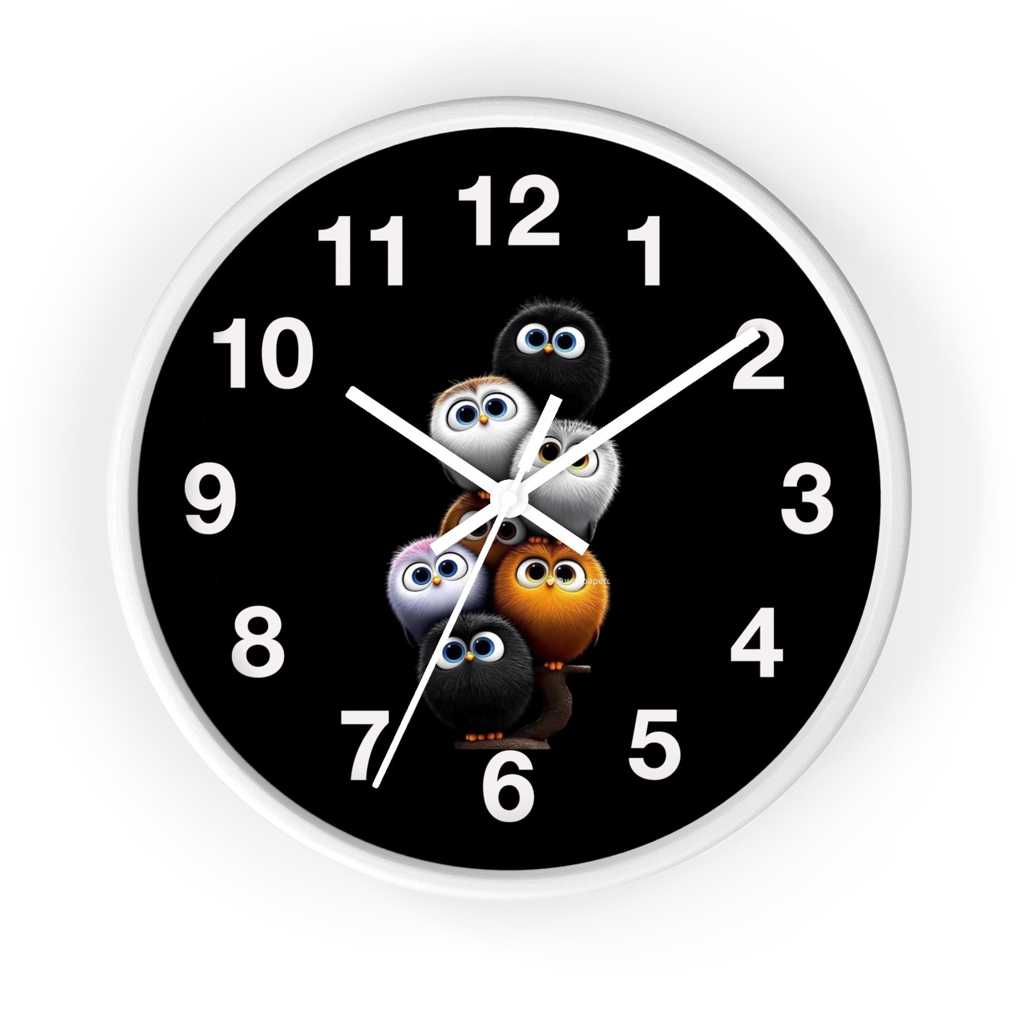 Fluffy Critters Wall Clock, Whimsical Animal Nursery Decor, Silent Mechanism, Wood Frame Option