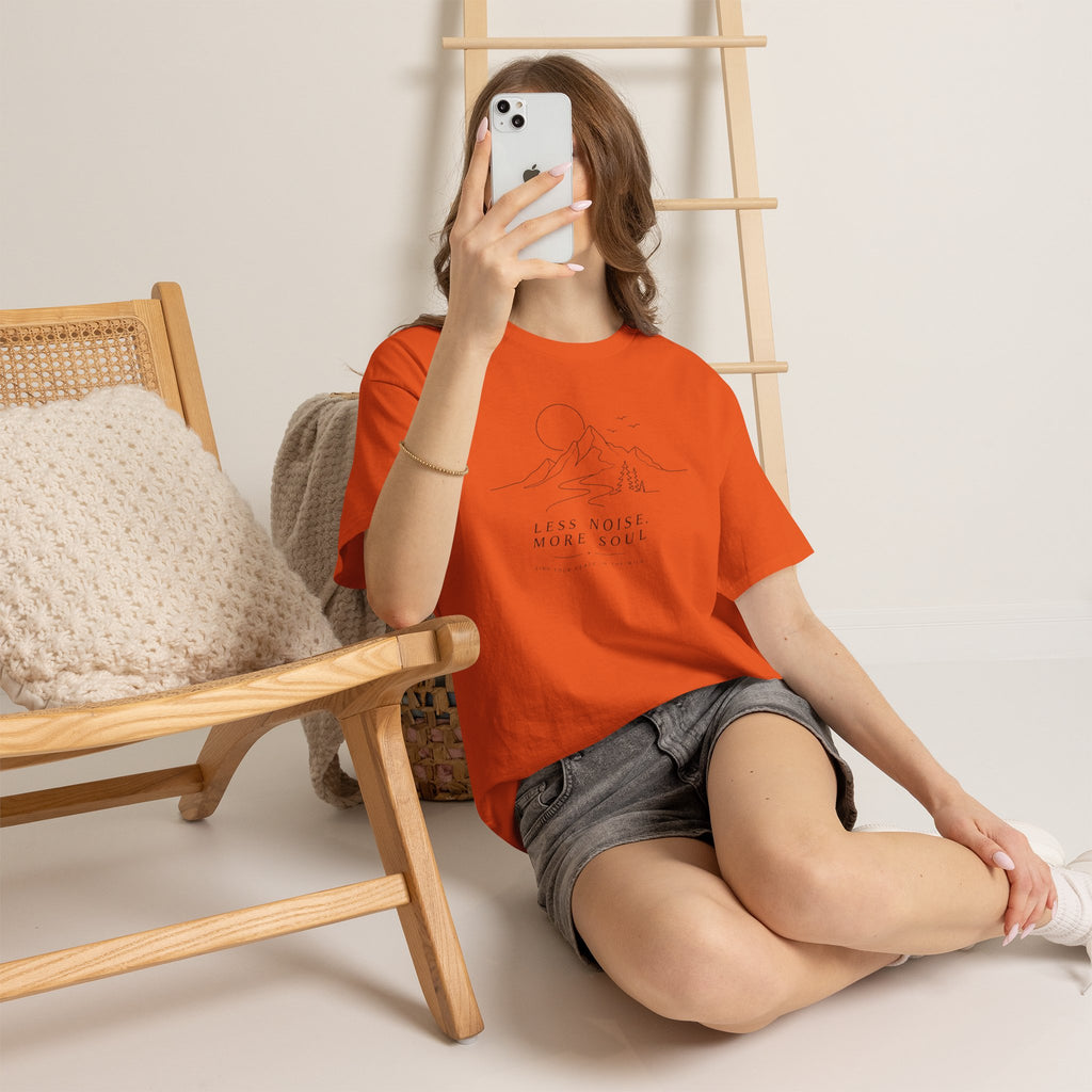 SEO-Friendly Etsy Title Less Noise More Soul Shirt, Minimalist Mountain Graphic Tee, Nature Lover T-Shirt, Hiking Adventure Shirt, Outdoor Enthusiast Gift