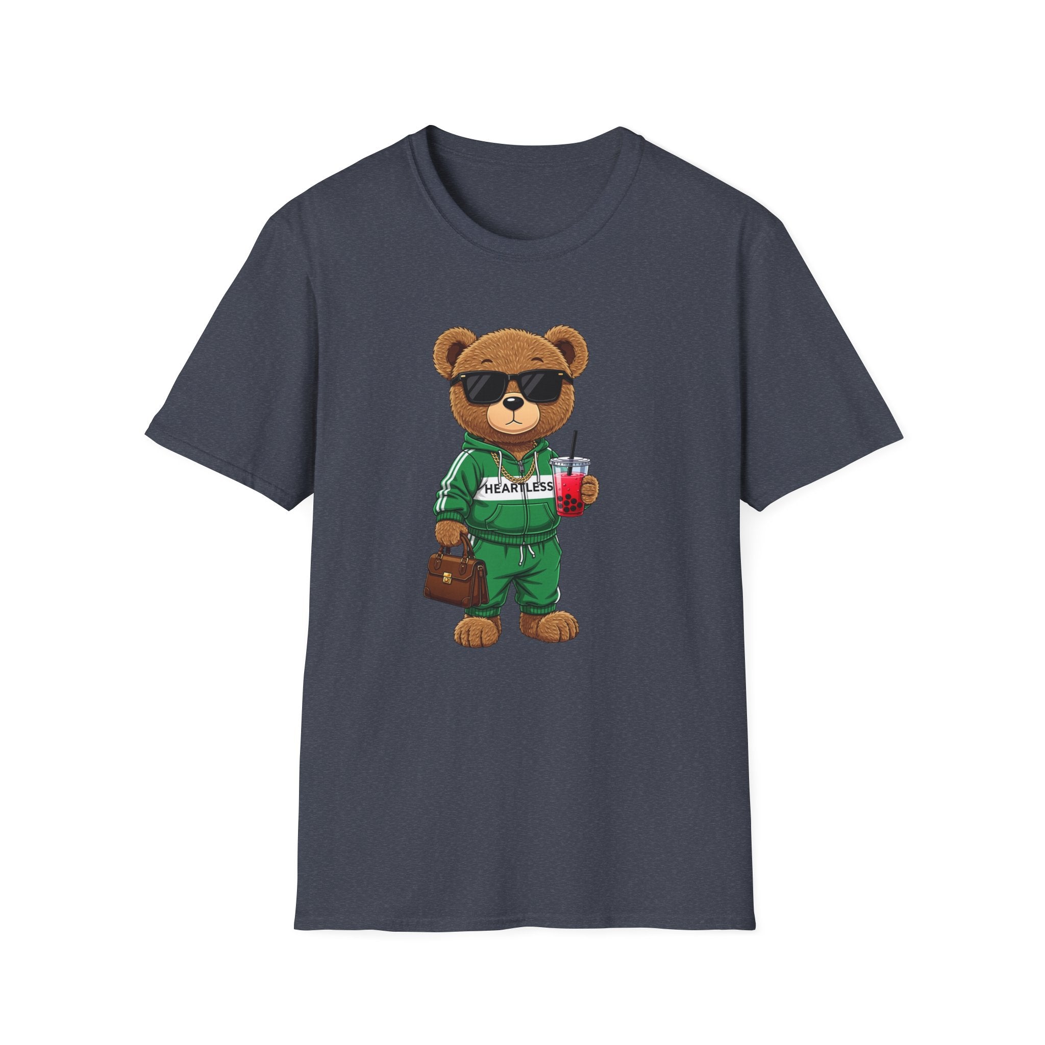 Cute Bear Graphic T-Shirt, Trendy Teddy Bear Shirt, Funny Bear With Boba Tee, Streetwear Animal Tee, Kawaii Bear Gift, Unisex Black Shirt