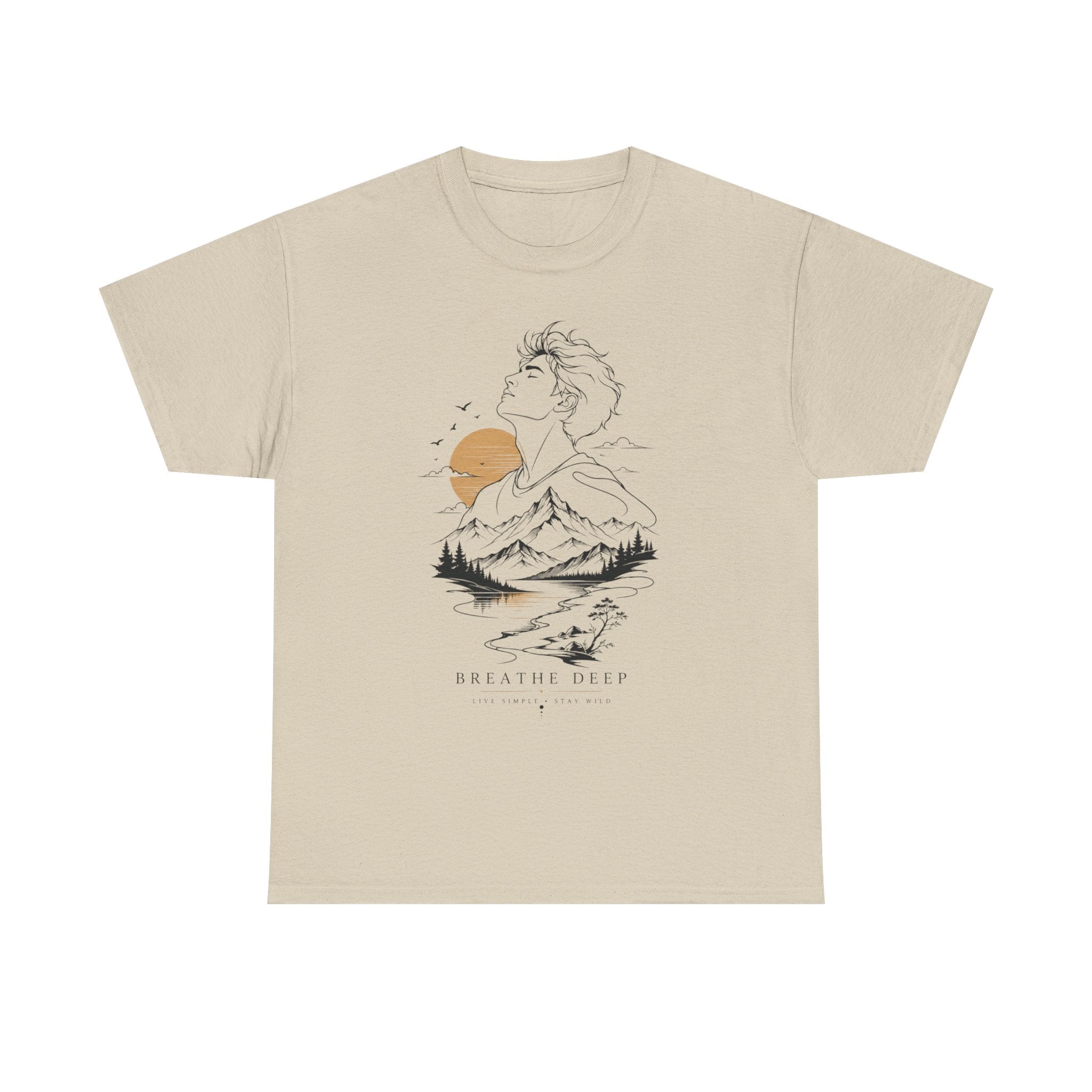 Breathe Deep Mountain Nature T-Shirt, Minimalist Outdoor Graphic Tee, Hiking Lover Shirt, Adventure Aesthetic Tee, Wilderness Nature Gift