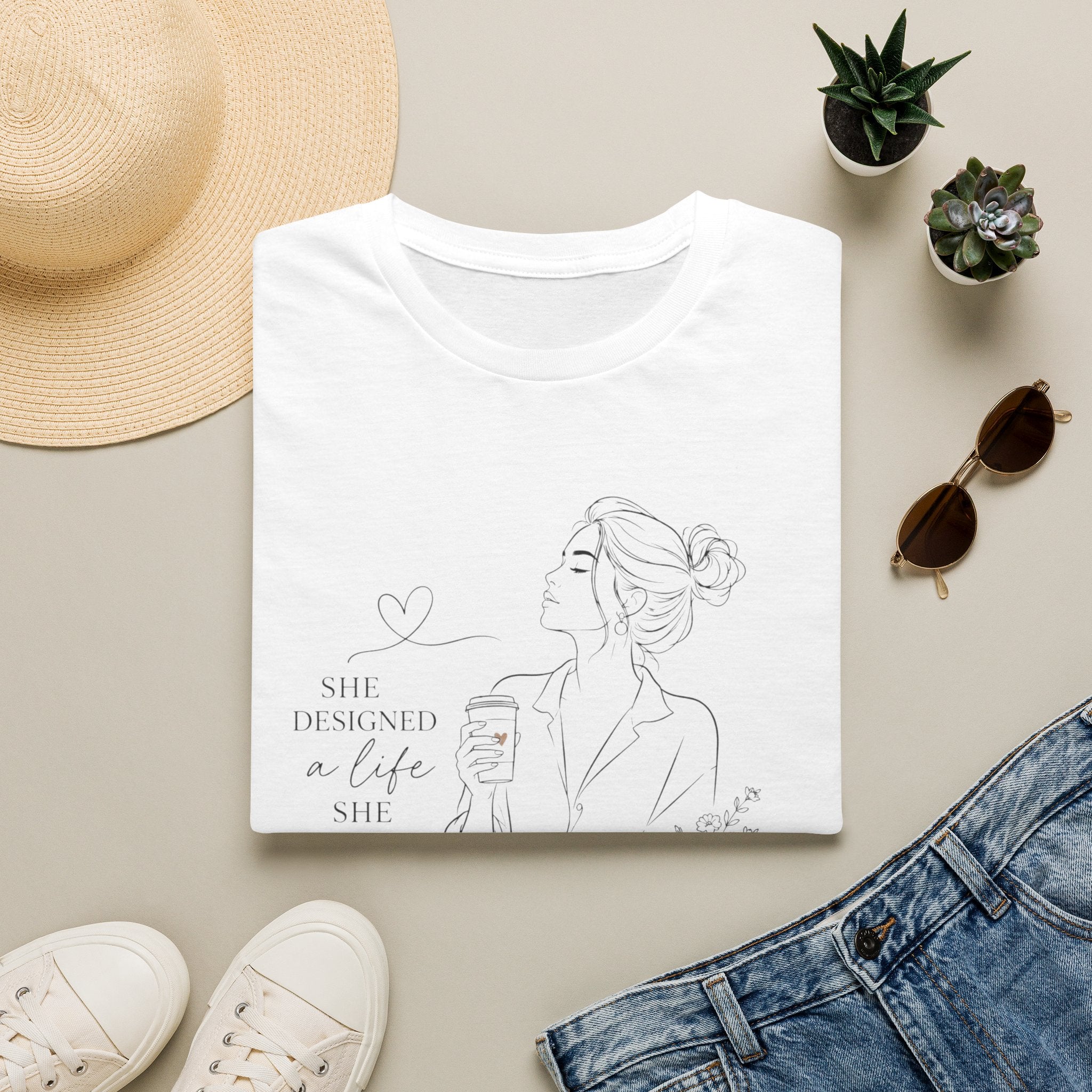 Minimal Line Art Floral T-Shirt — Delicate Botanical Tee