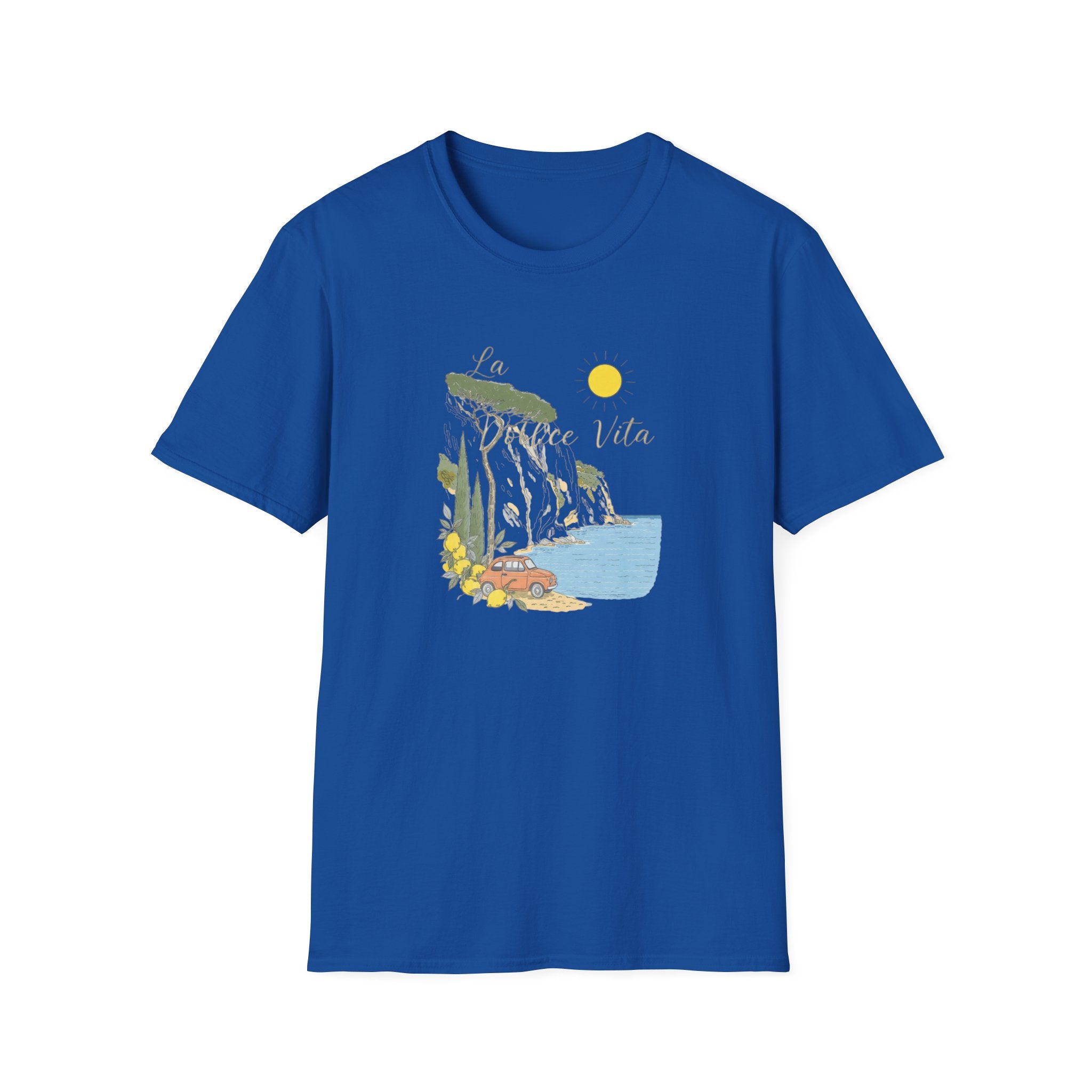 La Dolce Vita T-Shirt | Italian Summer Fiat 500 Lemon Coast Tee | Amalfi Coast Travel Shirt for Women Men | Mediterranean Vacation Gift
