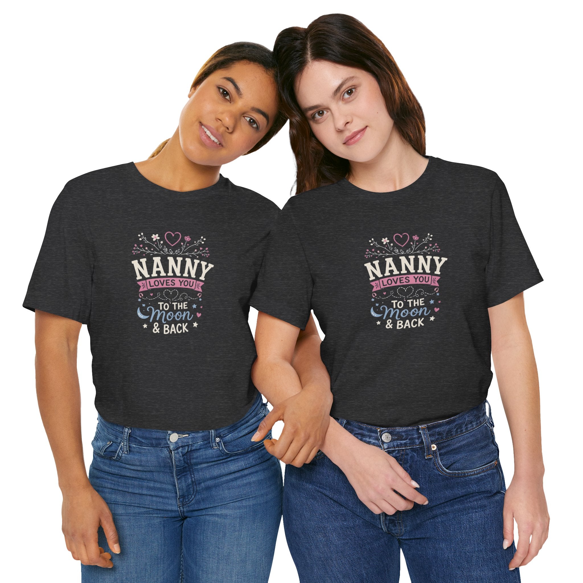 Nanny Loves You To The Moon And Back Shirt | Cute Nanny Gift T-Shirt | Baby Feet Family Love Tee | Grandma Style Graphic Tee