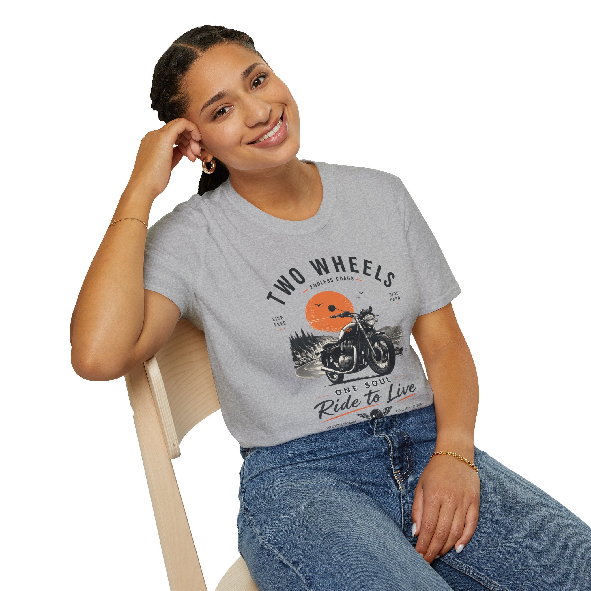 Two Wheels One Soul T-Shirt, Ride to Live Motorcycle Shirt, Biker Graphic Tee, Vintage Moto Rider Gift, Unisex Motorcycle Lover Top