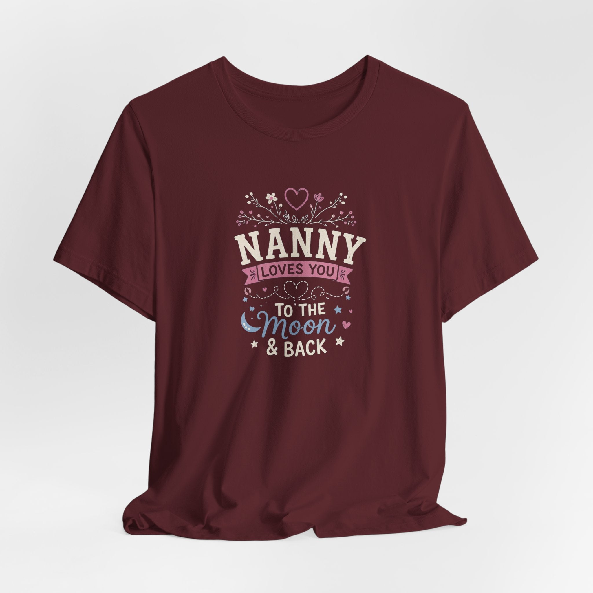 Nanny Loves You To The Moon And Back Shirt | Cute Nanny Gift T-Shirt | Baby Feet Family Love Tee | Grandma Style Graphic Tee