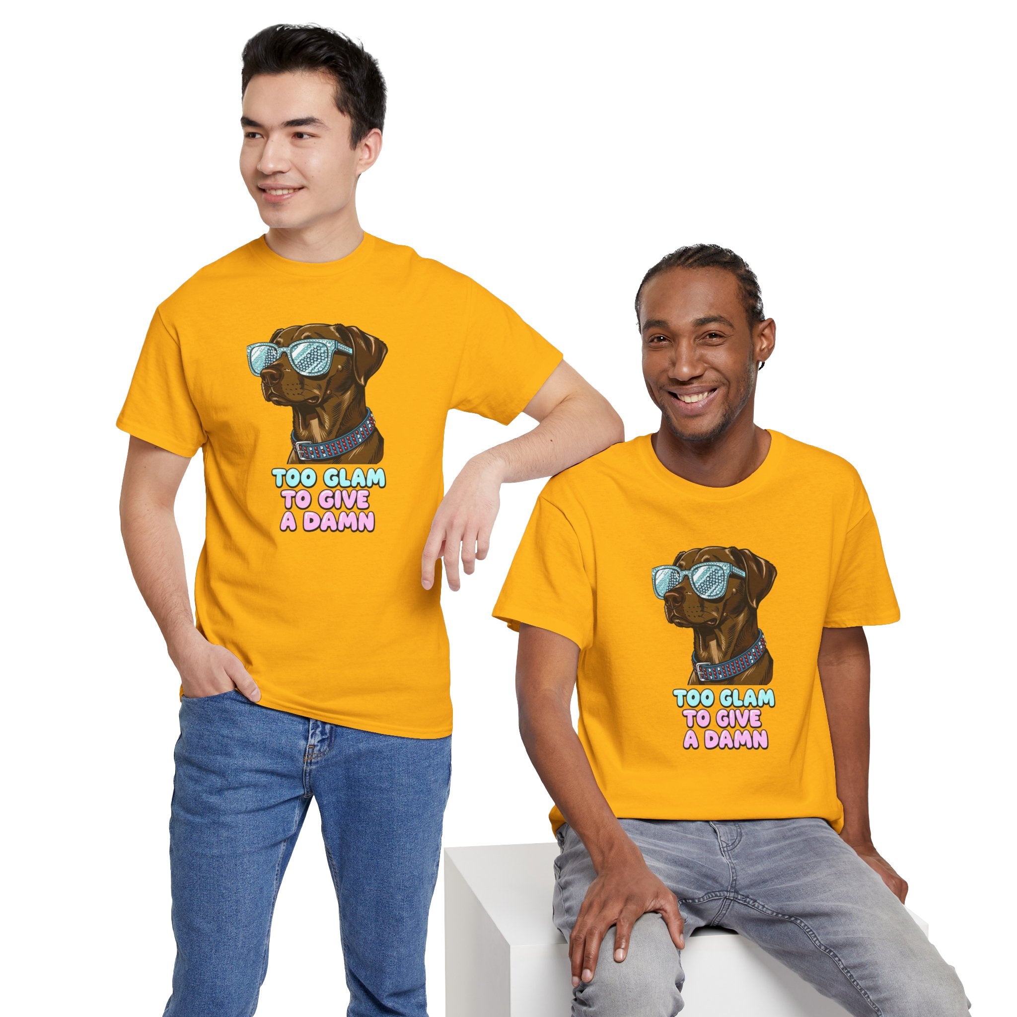 Too Glam to Give a Damn Funny Stylish Dog T-Shirt, Glam Dog Lover Graphic Tee, Cute Sassy Puppy Shirt, Trendy Pet Lover Gift, Unisex Casual