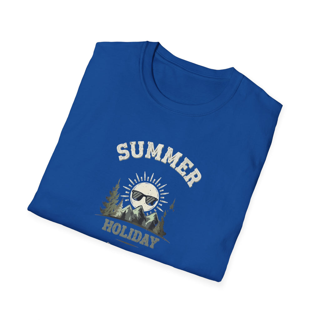 Summer Holiday Mode Activated T-Shirt | Retro Mountain Sun Graphic Tee | Camping Hiking Vacation Shirt for Men Women | Outdoor Adventure Top