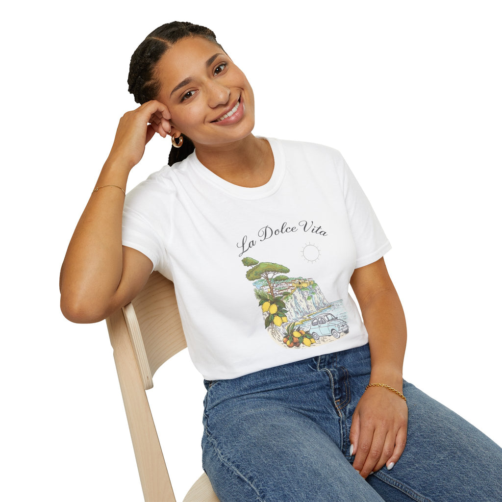 La Dolce Vita T-Shirt | Italian Summer Fiat 500 Lemon Coast Tee | Amalfi Positano Village Shirt | Mediterranean Travel Gift