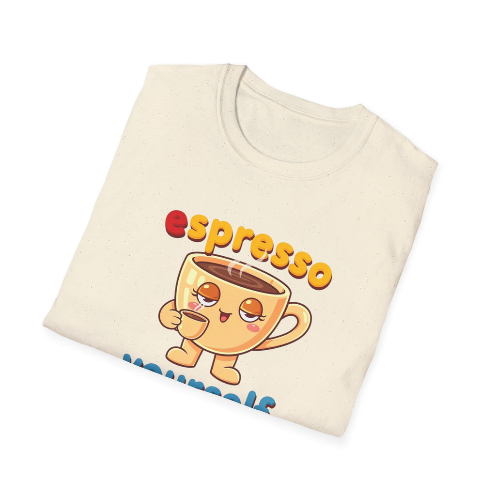 Espresso Yourself Funny Coffee T-Shirt, Cute Coffee Cup Graphic Tee, Barista Gift Shirt, Coffee Lover Pun Tee, Caffeine Lover Unisex Top
