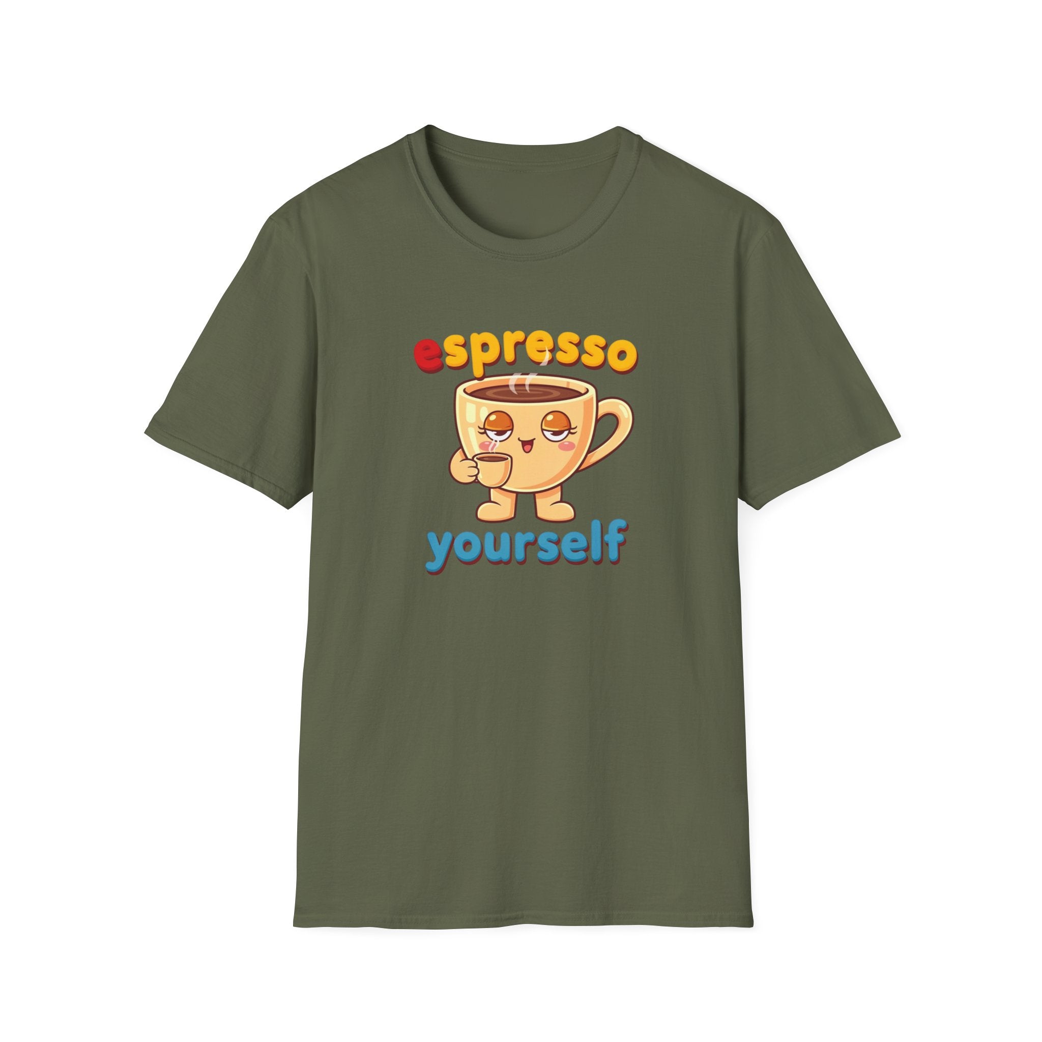 Espresso Yourself Funny Coffee T-Shirt, Cute Coffee Cup Graphic Tee, Barista Gift Shirt, Coffee Lover Pun Tee, Caffeine Lover Unisex Top