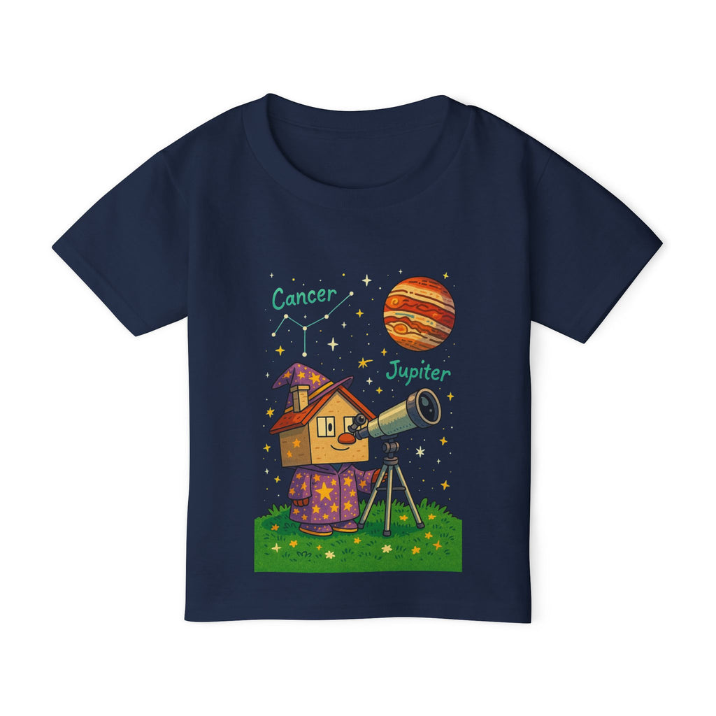 Cancer Zodiac Toddler T-Shirt | Jupiter Planet Astronomy Tee for Kids | Cute Wizard House Telescope Shirt | Space Gift for Boys Girls