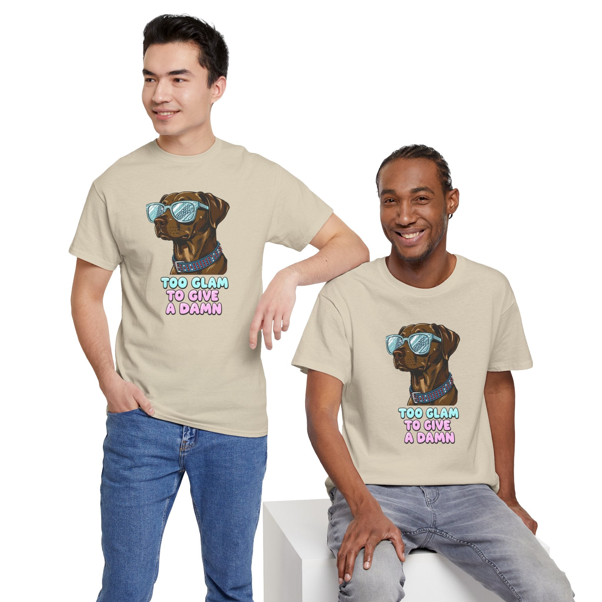 Too Glam to Give a Damn Funny Stylish Dog T-Shirt, Glam Dog Lover Graphic Tee, Cute Sassy Puppy Shirt, Trendy Pet Lover Gift, Unisex Casual