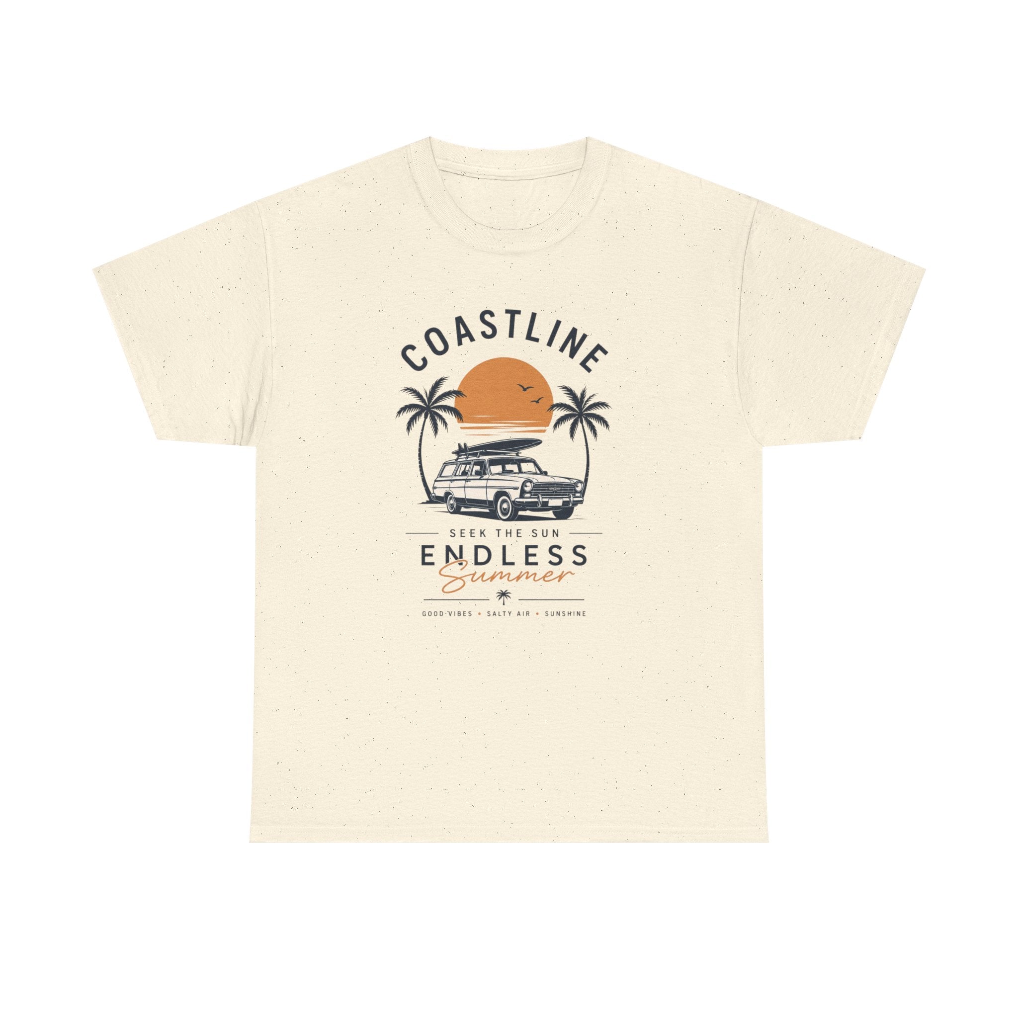 Coastline Endless Summer T-Shirt, Beach Vacation Graphic Tee, Retro Surf Van Shirt, Coastal Sunset Summer Top, Unisex Beach Lover Gift