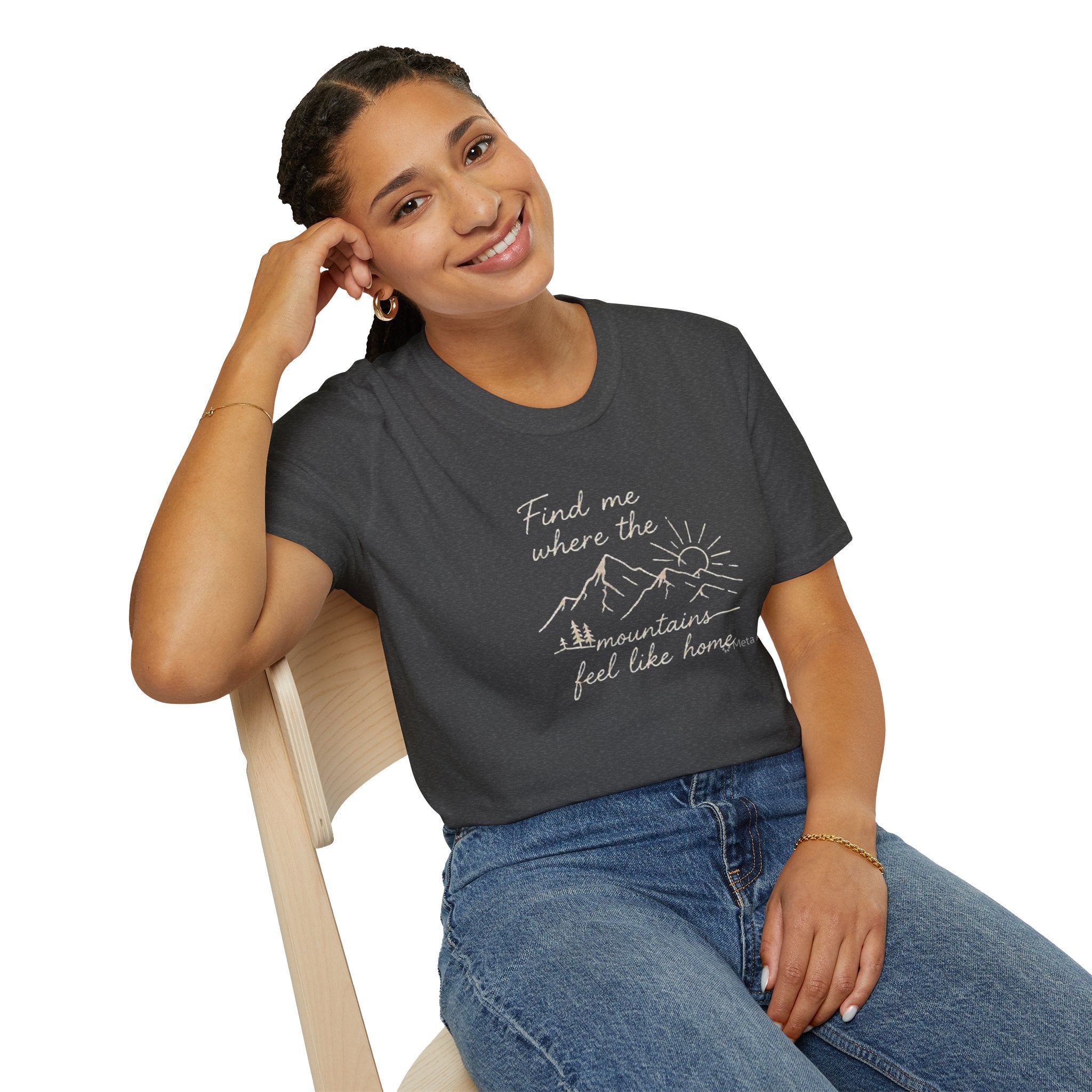 Find Me Where The Mountains Feel Like Home Shirt | Mountain Hiking T-Shirt for Men Women | Nature Lover Outdoor Adventure Tee