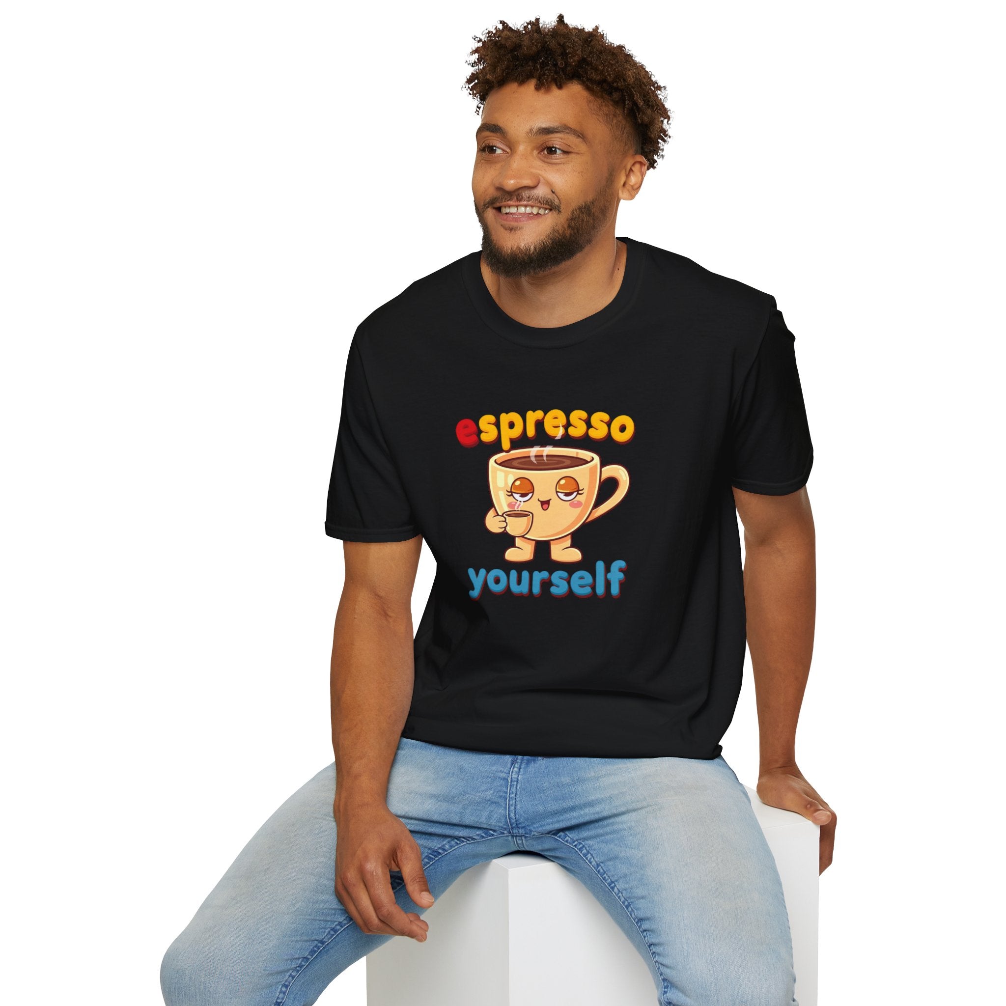 Espresso Yourself Funny Coffee T-Shirt, Cute Coffee Cup Graphic Tee, Barista Gift Shirt, Coffee Lover Pun Tee, Caffeine Lover Unisex Top