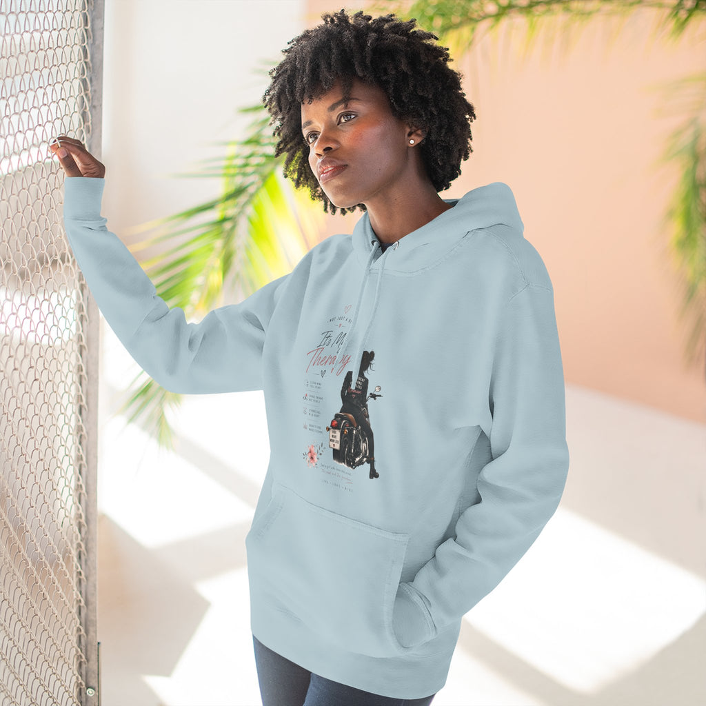 Women's Motorcycle Hoodie, Riding Is My Therapy Sweatshirt, Biker Girl Graphic Pullover, Gift for Female Rider, Cozy Moto Hoodie