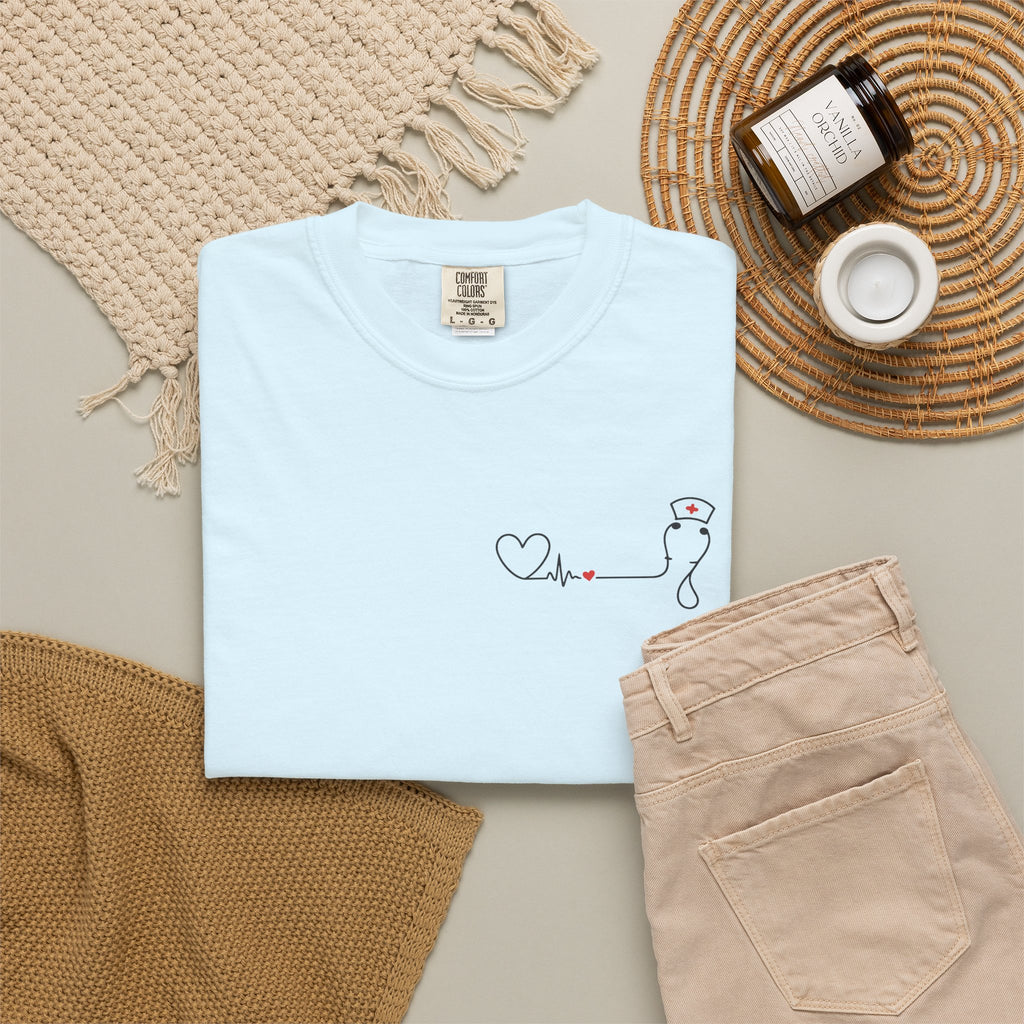 Minimalist Nurse Shirt | Heartbeat EKG Nurse Cap Tee | RN Gift | Nursing Student Gift | Healthcare Worker T-Shirt