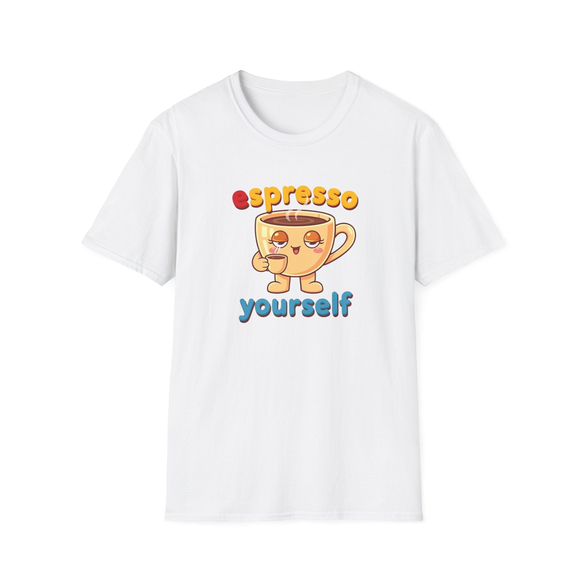 Espresso Yourself Funny Coffee T-Shirt, Cute Coffee Cup Graphic Tee, Barista Gift Shirt, Coffee Lover Pun Tee, Caffeine Lover Unisex Top