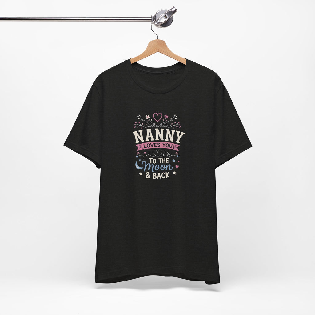 Nanny Loves You To The Moon And Back Shirt | Cute Nanny Gift T-Shirt | Baby Feet Family Love Tee | Grandma Style Graphic Tee