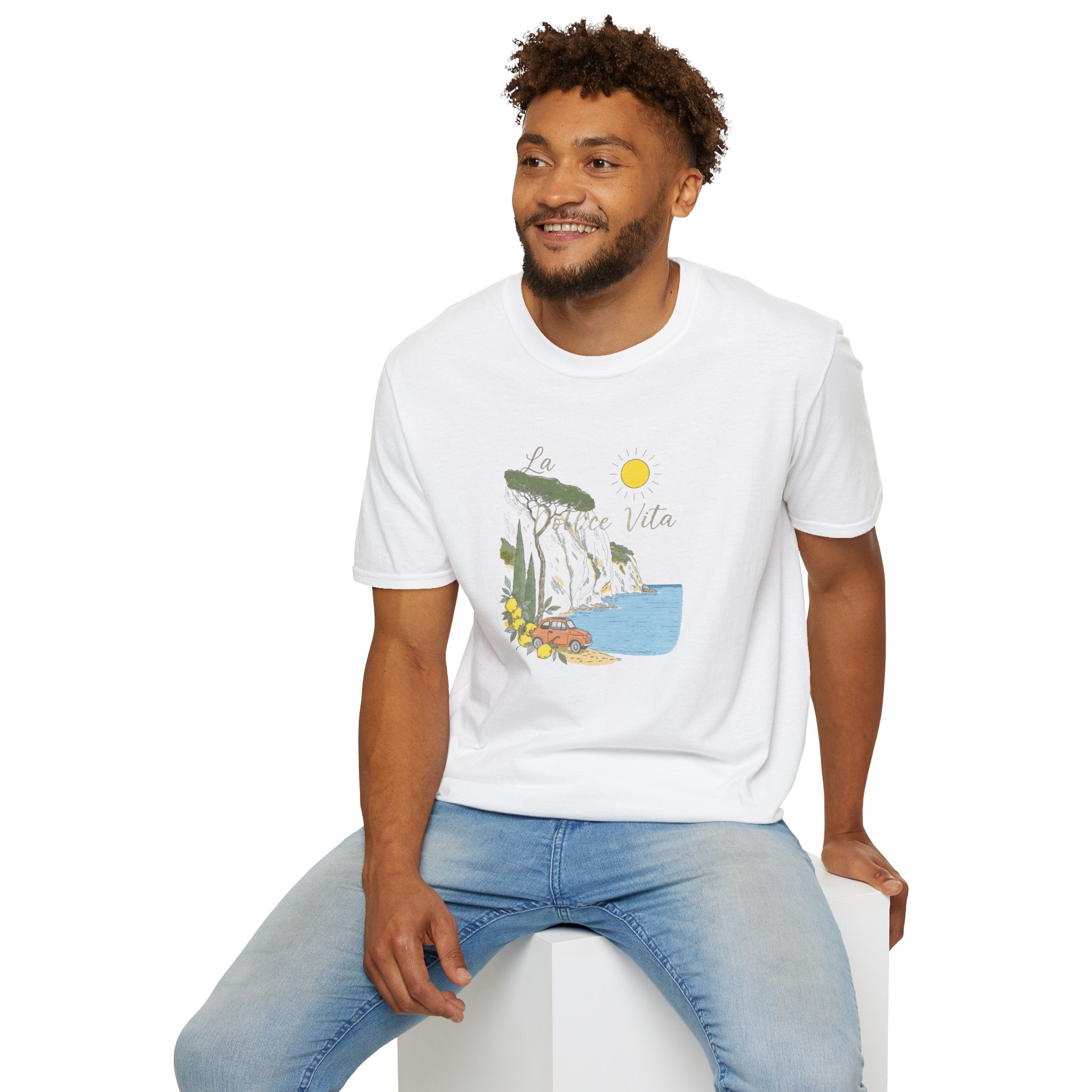 La Dolce Vita T-Shirt | Italian Summer Fiat 500 Lemon Coast Tee | Amalfi Coast Travel Shirt for Women Men | Mediterranean Vacation Gift