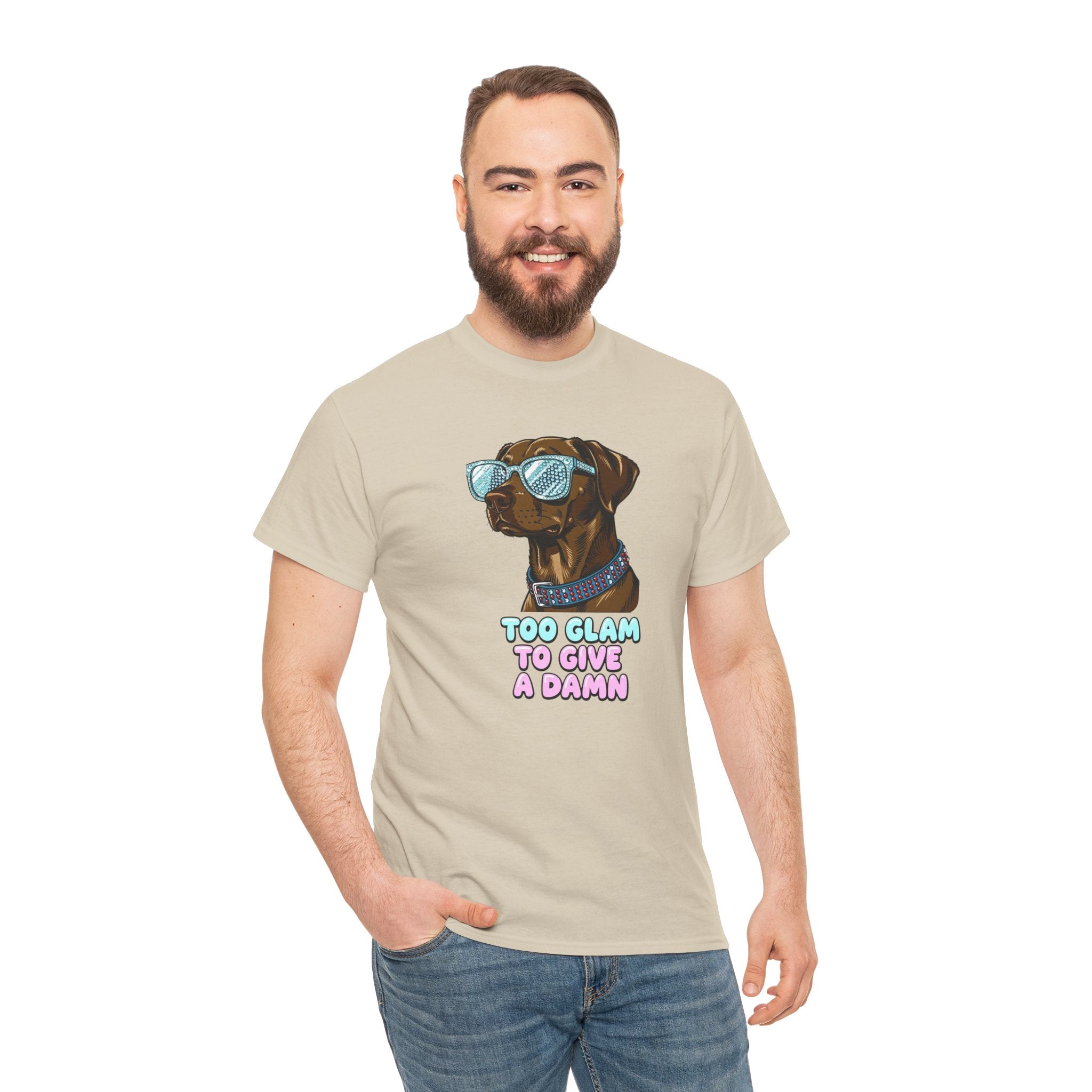 Too Glam to Give a Damn Funny Stylish Dog T-Shirt, Glam Dog Lover Graphic Tee, Cute Sassy Puppy Shirt, Trendy Pet Lover Gift, Unisex Casual