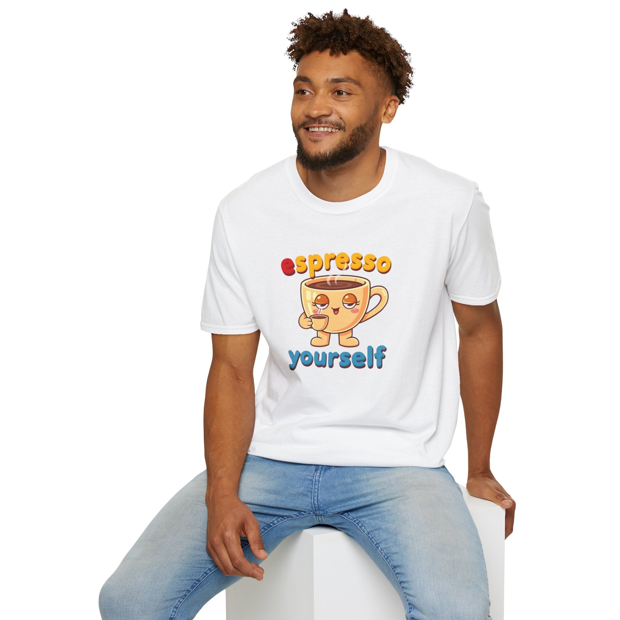 Espresso Yourself Funny Coffee T-Shirt, Cute Coffee Cup Graphic Tee, Barista Gift Shirt, Coffee Lover Pun Tee, Caffeine Lover Unisex Top