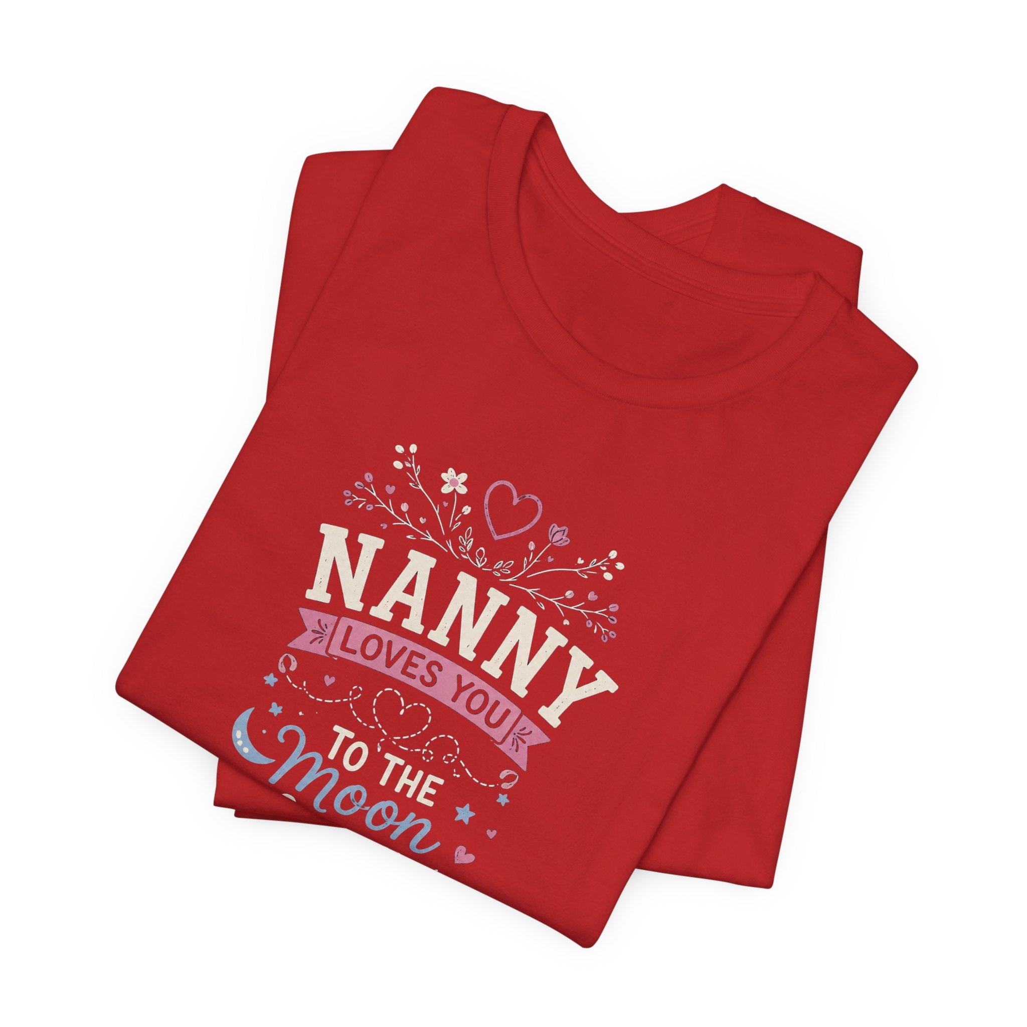 Nanny Loves You To The Moon And Back Shirt | Cute Nanny Gift T-Shirt | Baby Feet Family Love Tee | Grandma Style Graphic Tee