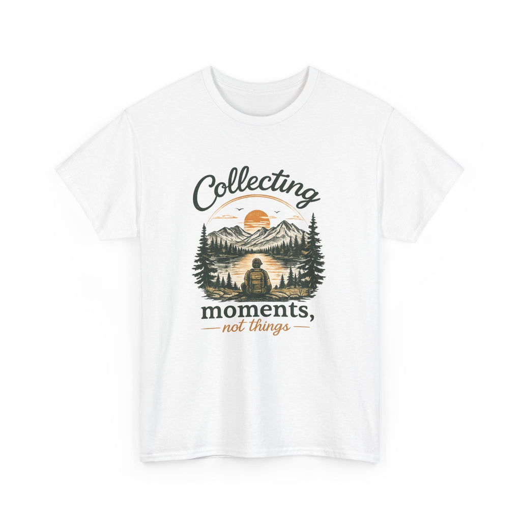 Collecting Moments Not Things Shirt, Nature Lover Gift, Hiking T-Shirt, Adventure Tee, Mountain Sunset Shirt, Outdoorsy Gift for Him Her