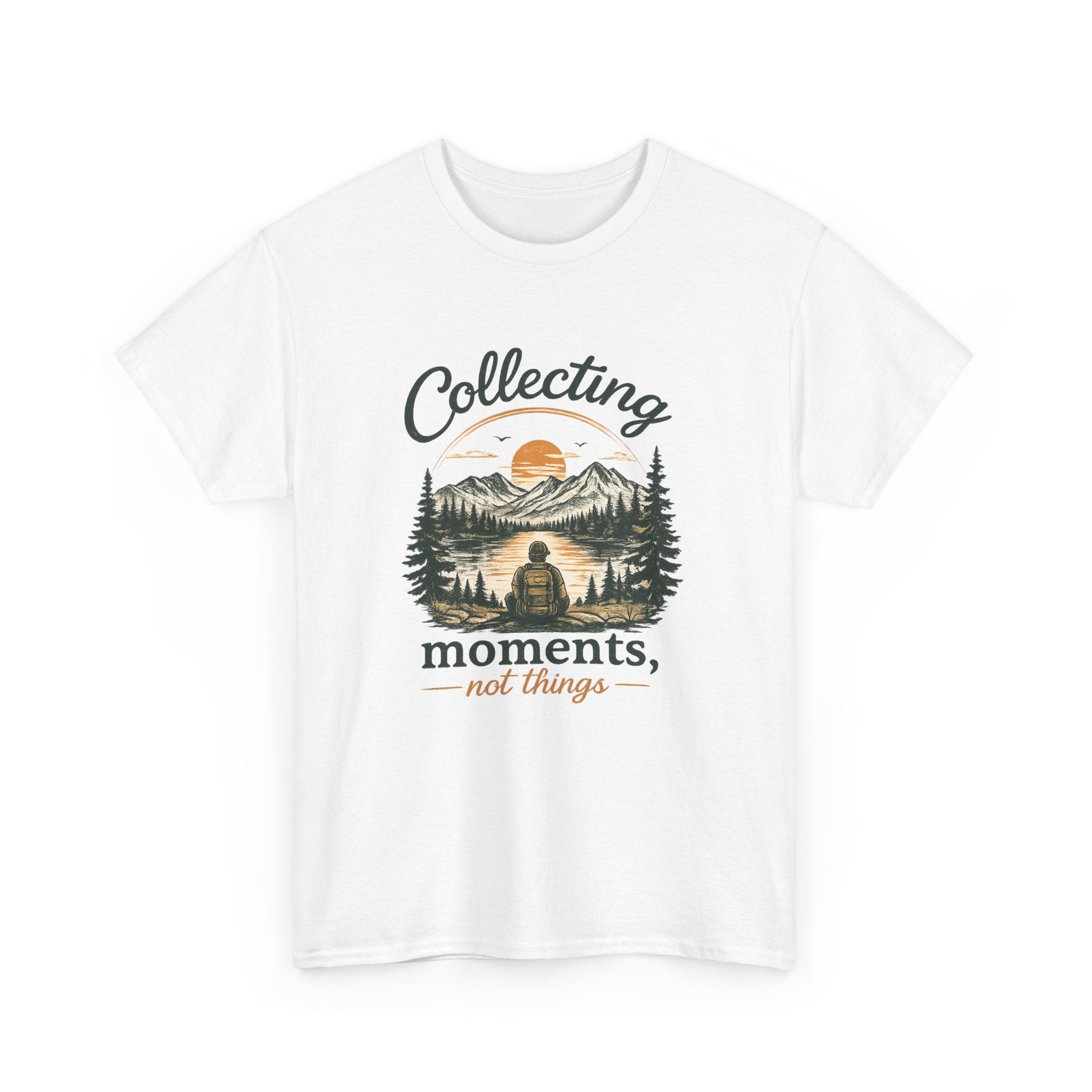 Collecting Moments Not Things Shirt, Nature Lover Gift, Hiking T-Shirt, Adventure Tee, Mountain Sunset Shirt, Outdoorsy Gift for Him Her