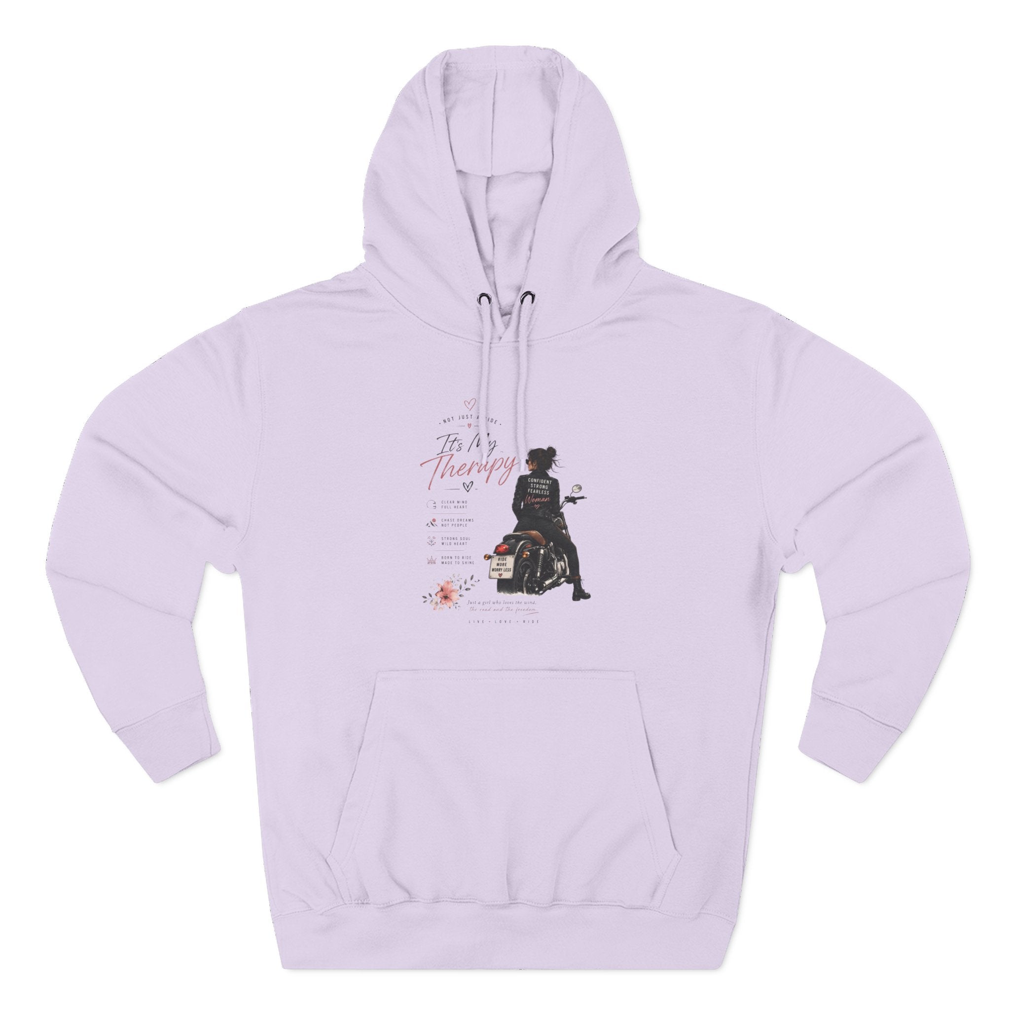Women's Motorcycle Hoodie, Riding Is My Therapy Sweatshirt, Biker Girl Graphic Pullover, Gift for Female Rider, Cozy Moto Hoodie