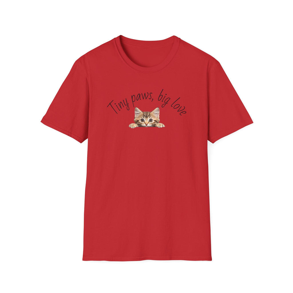 Kitten Illustration T-Shirt, Tiny Paws Big Love, Minimalist Cat Lover Tee