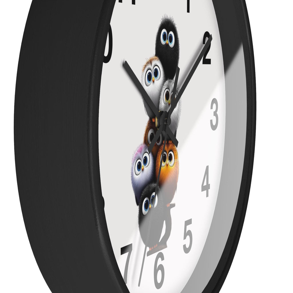 Fluffy Critters Wall Clock, Whimsical Animal Nursery Decor, Silent Mechanism, Wood Frame Option