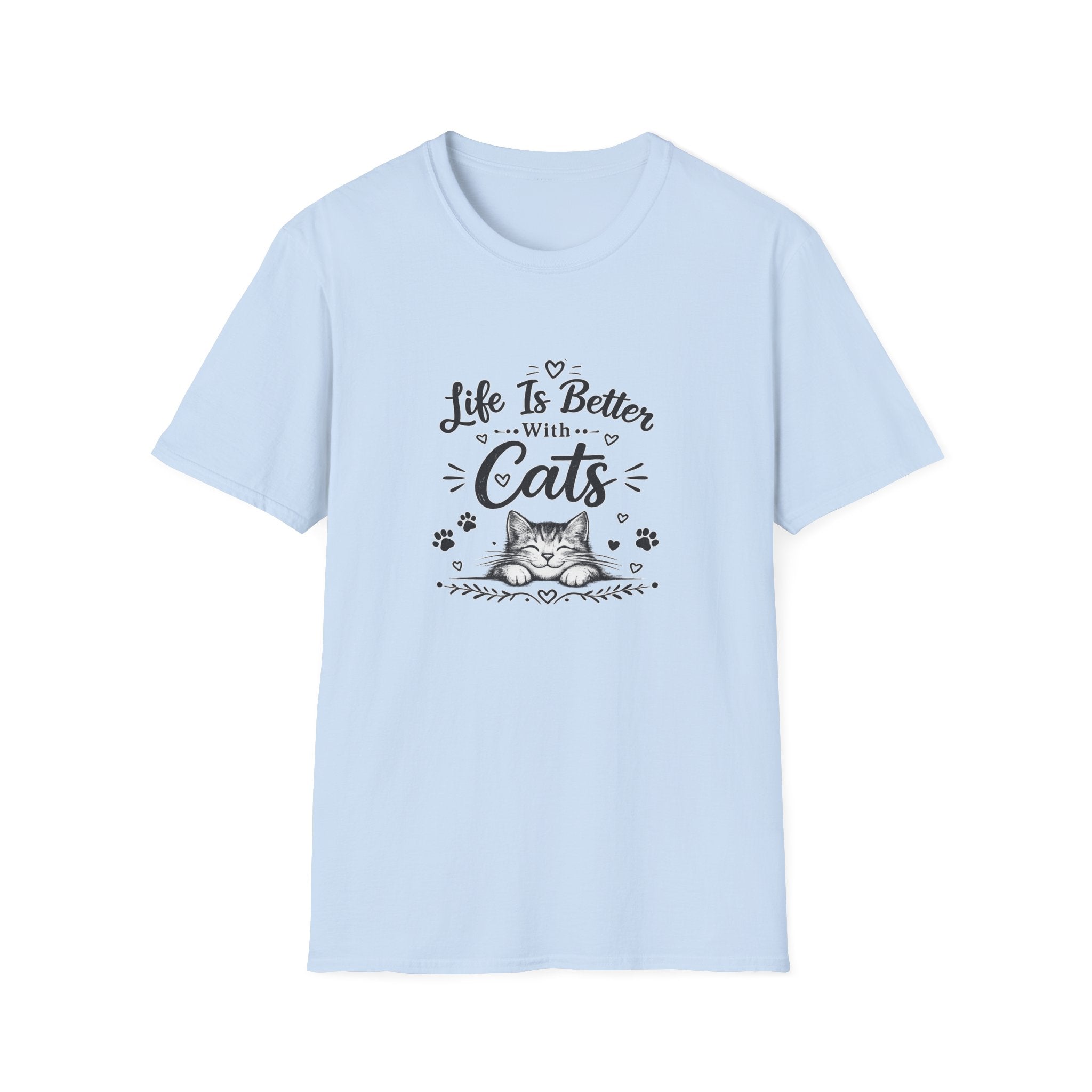 Life Is Better With Cats T-Shirt, Cute Cat Lover Shirt, Funny Cat Mom Tee, Cat Dad Gift, Unisex Softstyle Kitten Graphic Tee, Pet Lover Gift