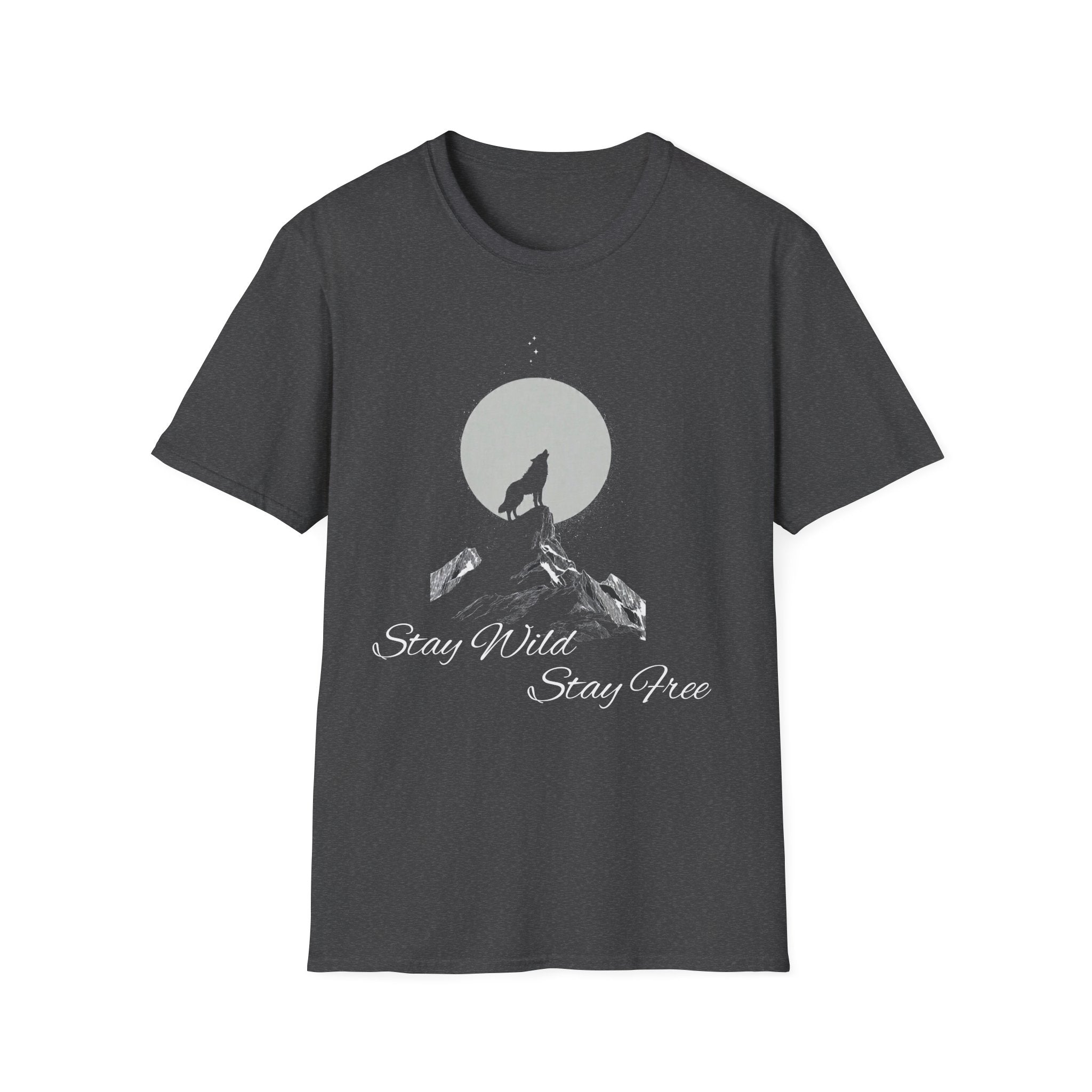 Howling Wolf Moon T-Shirt, Stay Wild Stay Free Shirt, Aesthetic Nature Tee, Wilderness Graphic Tee, Gift for Outdoor Lovers
