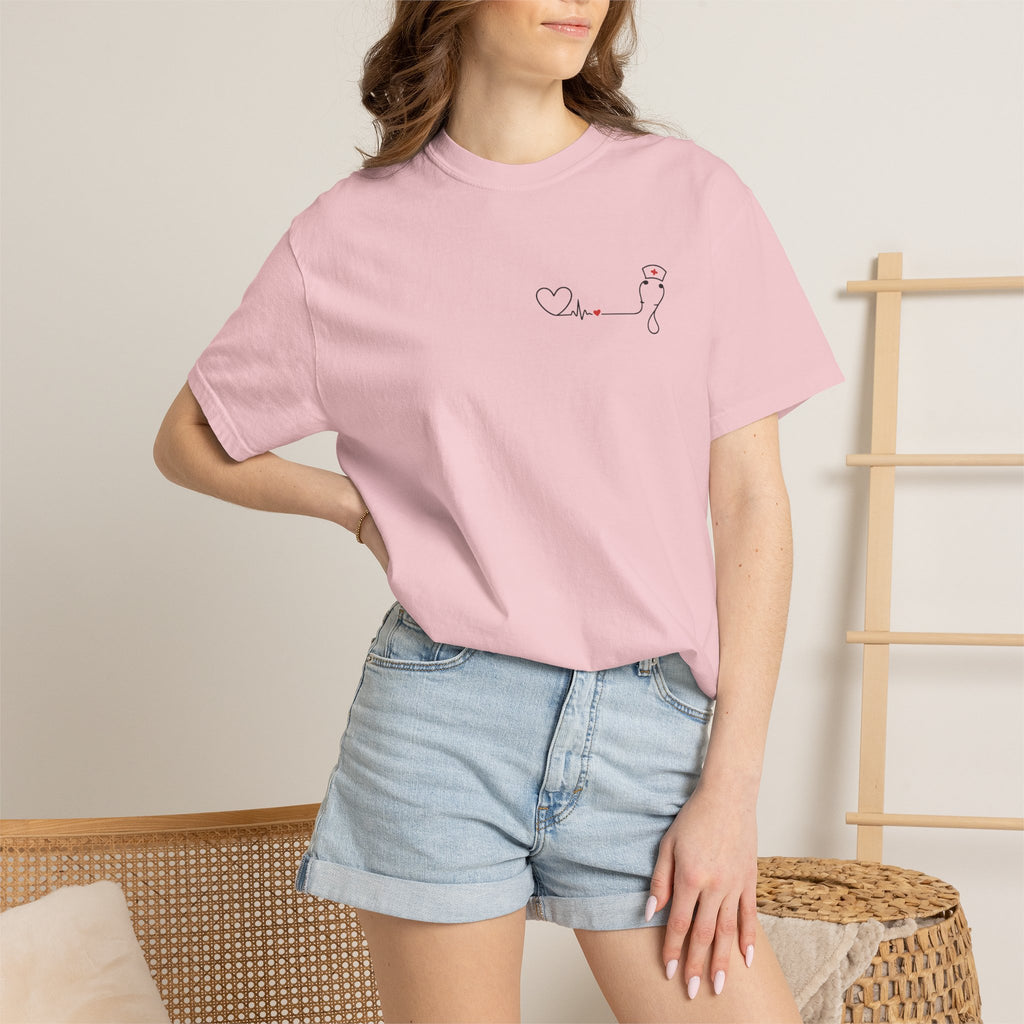 Minimalist Nurse Shirt | Heartbeat EKG Nurse Cap Tee | RN Gift | Nursing Student Gift | Healthcare Worker T-Shirt