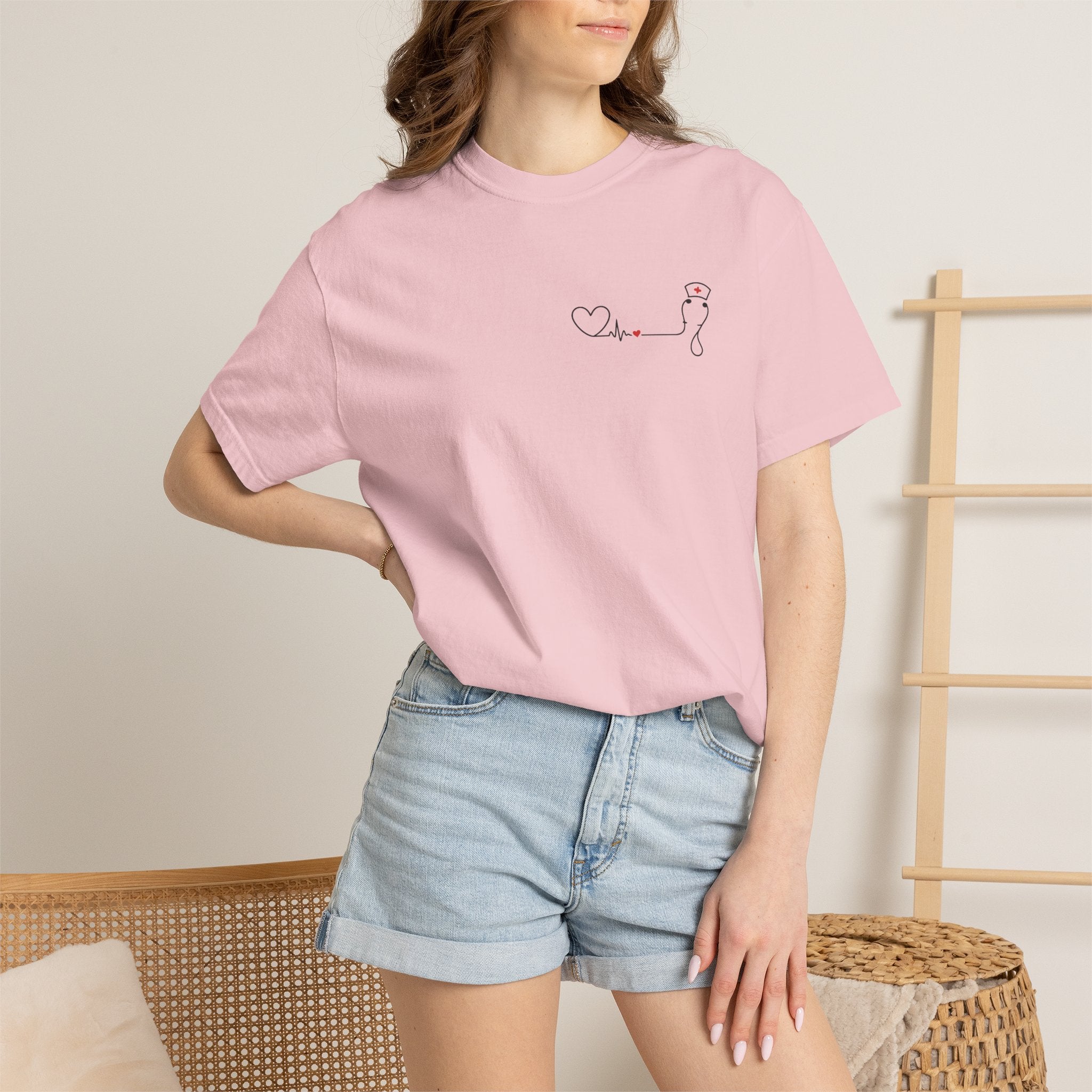 Minimalist Nurse Shirt | Heartbeat EKG Nurse Cap Tee | RN Gift | Nursing Student Gift | Healthcare Worker T-Shirt