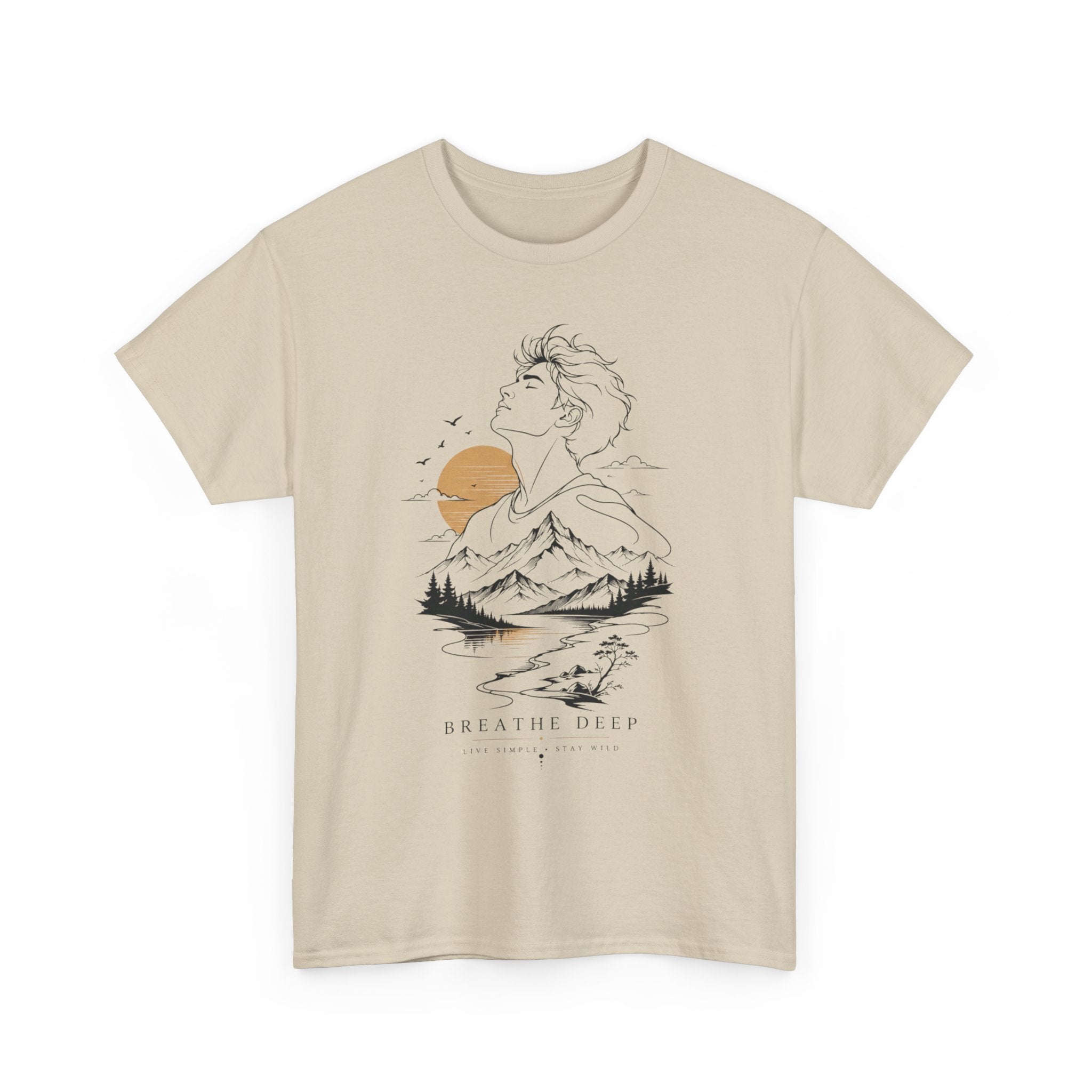 Breathe Deep Mountain Nature T-Shirt, Minimalist Outdoor Graphic Tee, Hiking Lover Shirt, Adventure Aesthetic Tee, Wilderness Nature Gift