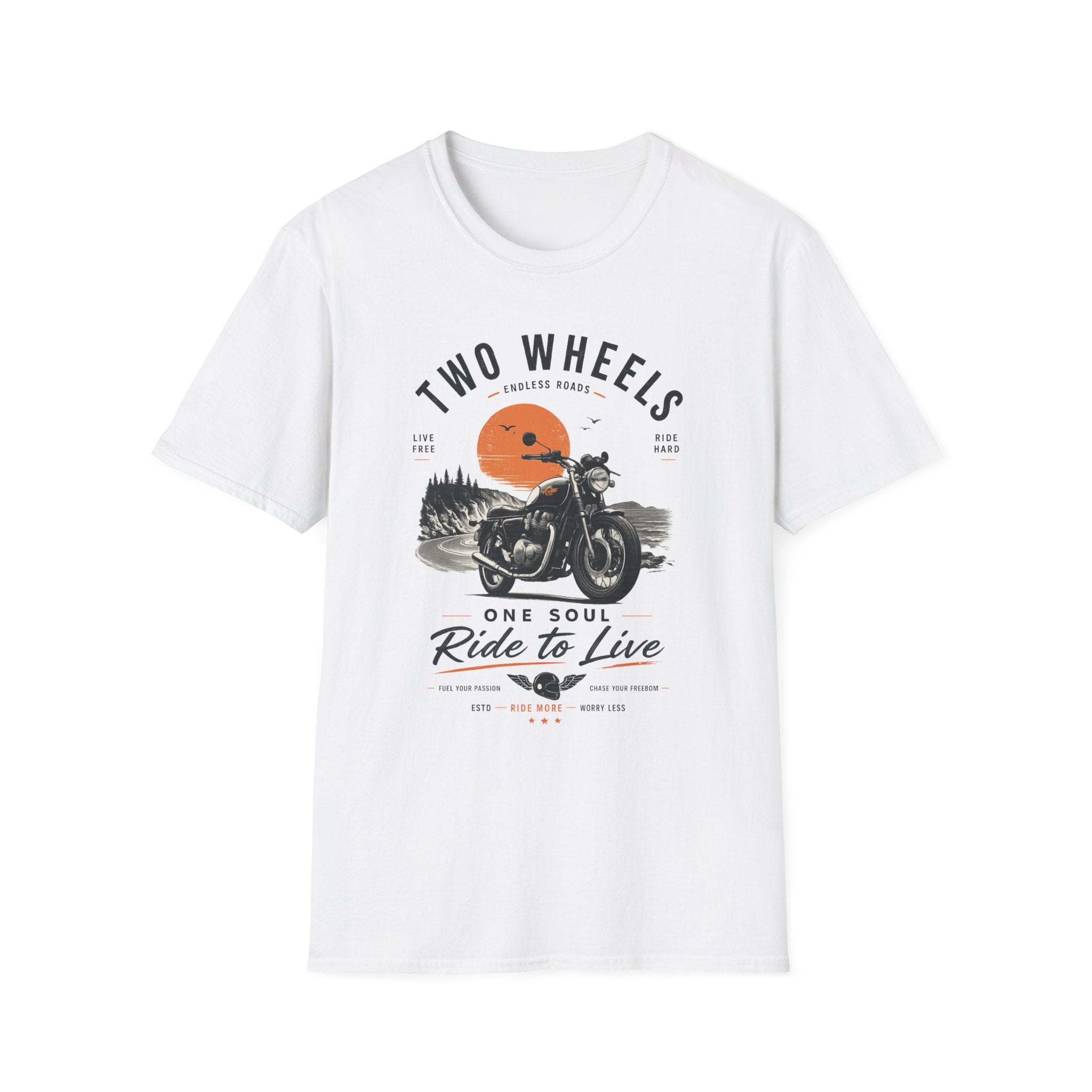 Two Wheels One Soul T-Shirt, Ride to Live Motorcycle Shirt, Biker Graphic Tee, Vintage Moto Rider Gift, Unisex Motorcycle Lover Top