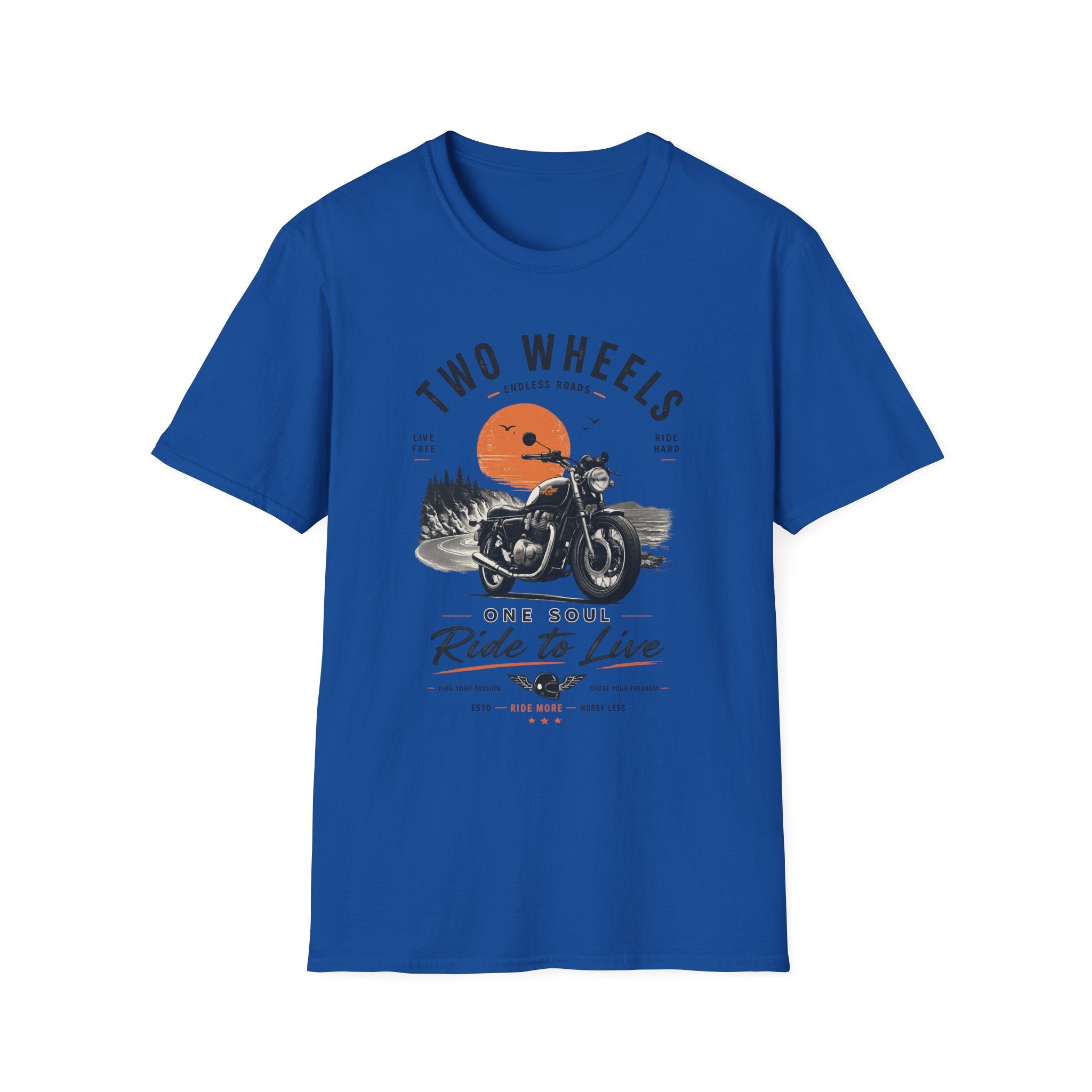 Two Wheels One Soul T-Shirt, Ride to Live Motorcycle Shirt, Biker Graphic Tee, Vintage Moto Rider Gift, Unisex Motorcycle Lover Top