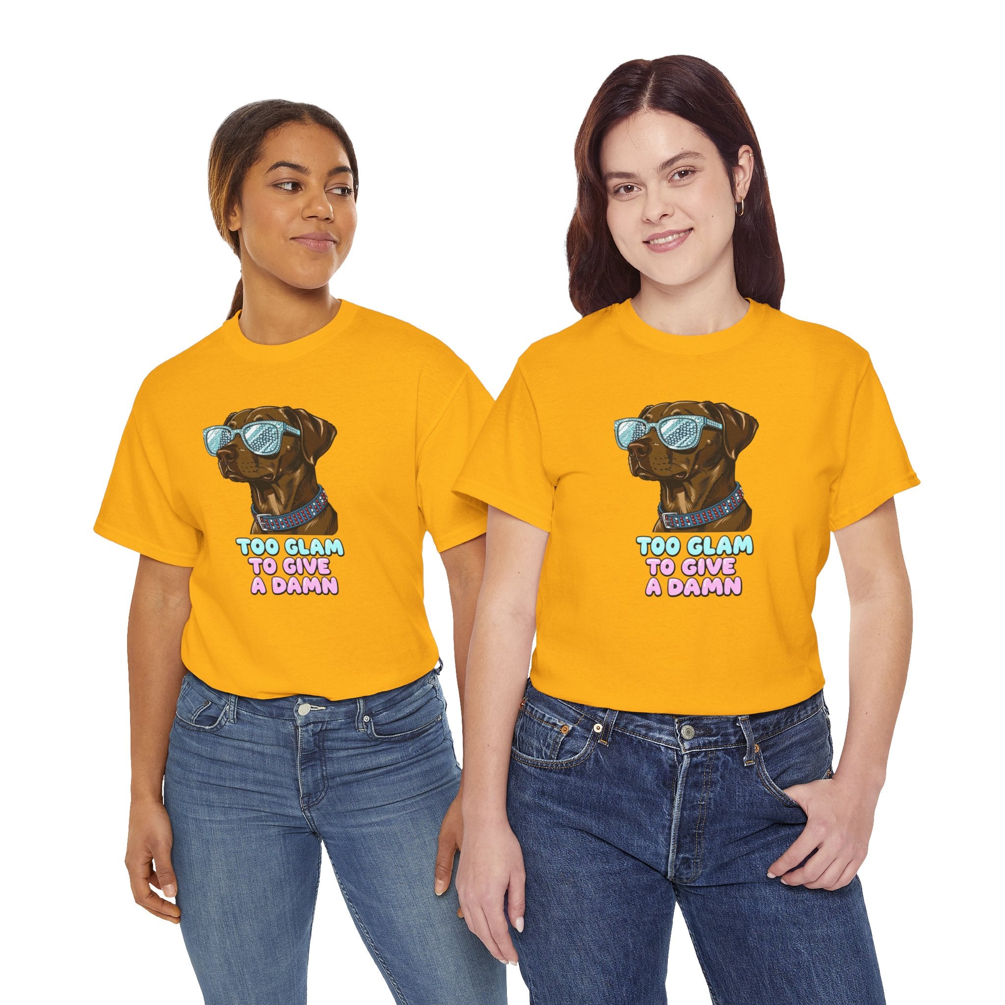 Too Glam to Give a Damn Funny Stylish Dog T-Shirt, Glam Dog Lover Graphic Tee, Cute Sassy Puppy Shirt, Trendy Pet Lover Gift, Unisex Casual