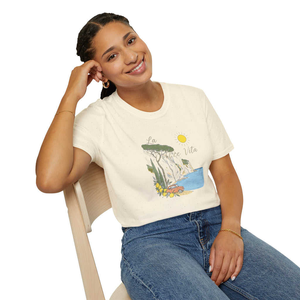 La Dolce Vita T-Shirt | Italian Summer Fiat 500 Lemon Coast Tee | Amalfi Coast Travel Shirt for Women Men | Mediterranean Vacation Gift