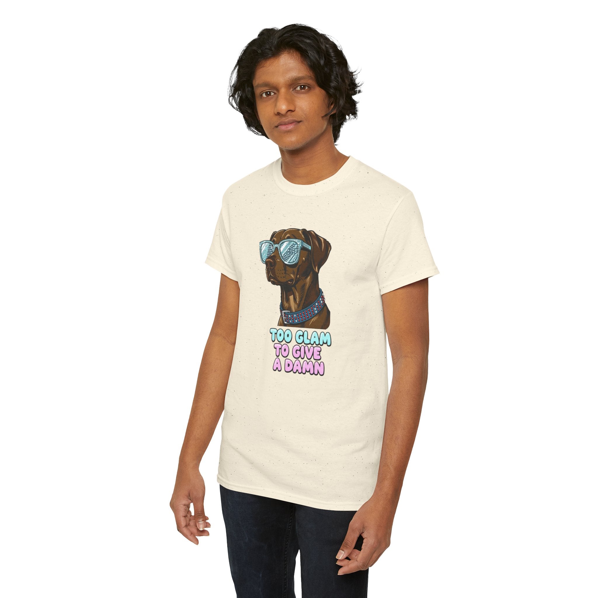 Too Glam to Give a Damn Funny Stylish Dog T-Shirt, Glam Dog Lover Graphic Tee, Cute Sassy Puppy Shirt, Trendy Pet Lover Gift, Unisex Casual