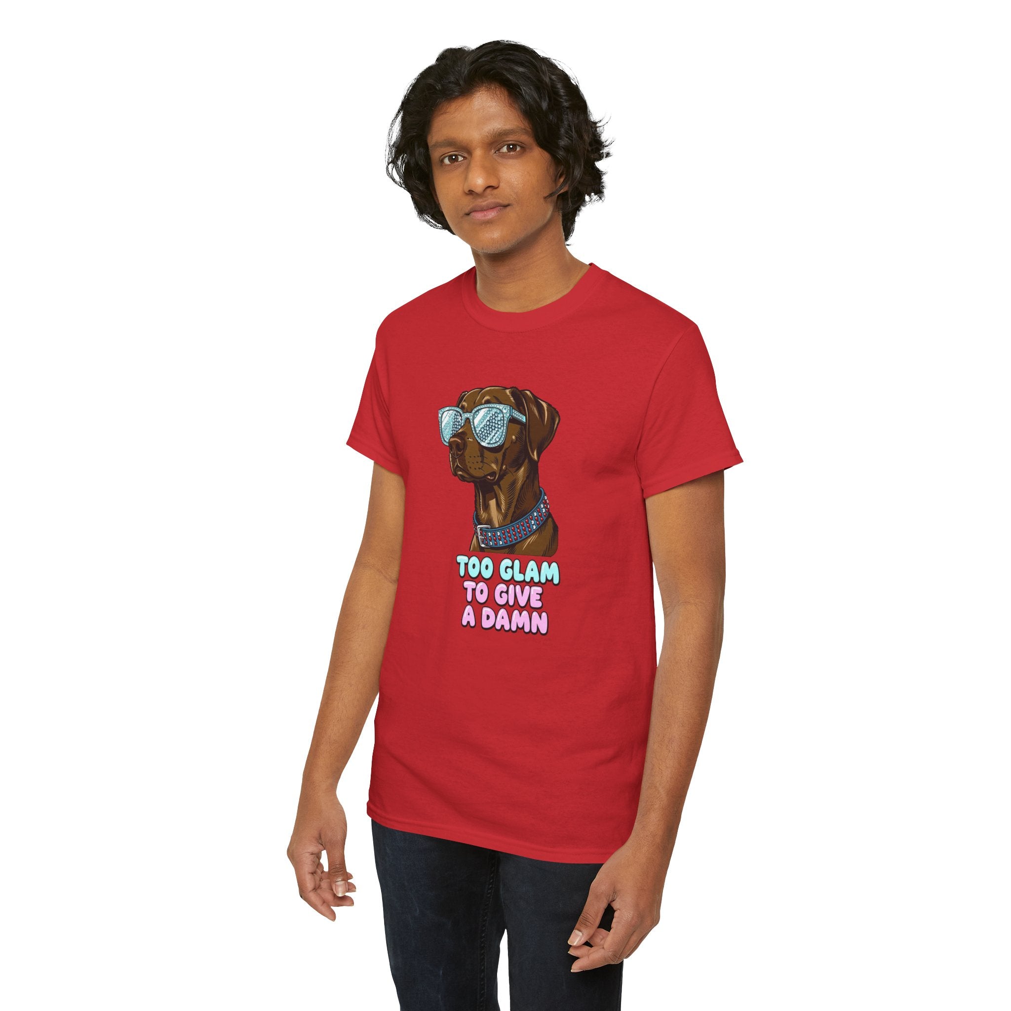 Too Glam to Give a Damn Funny Stylish Dog T-Shirt, Glam Dog Lover Graphic Tee, Cute Sassy Puppy Shirt, Trendy Pet Lover Gift, Unisex Casual