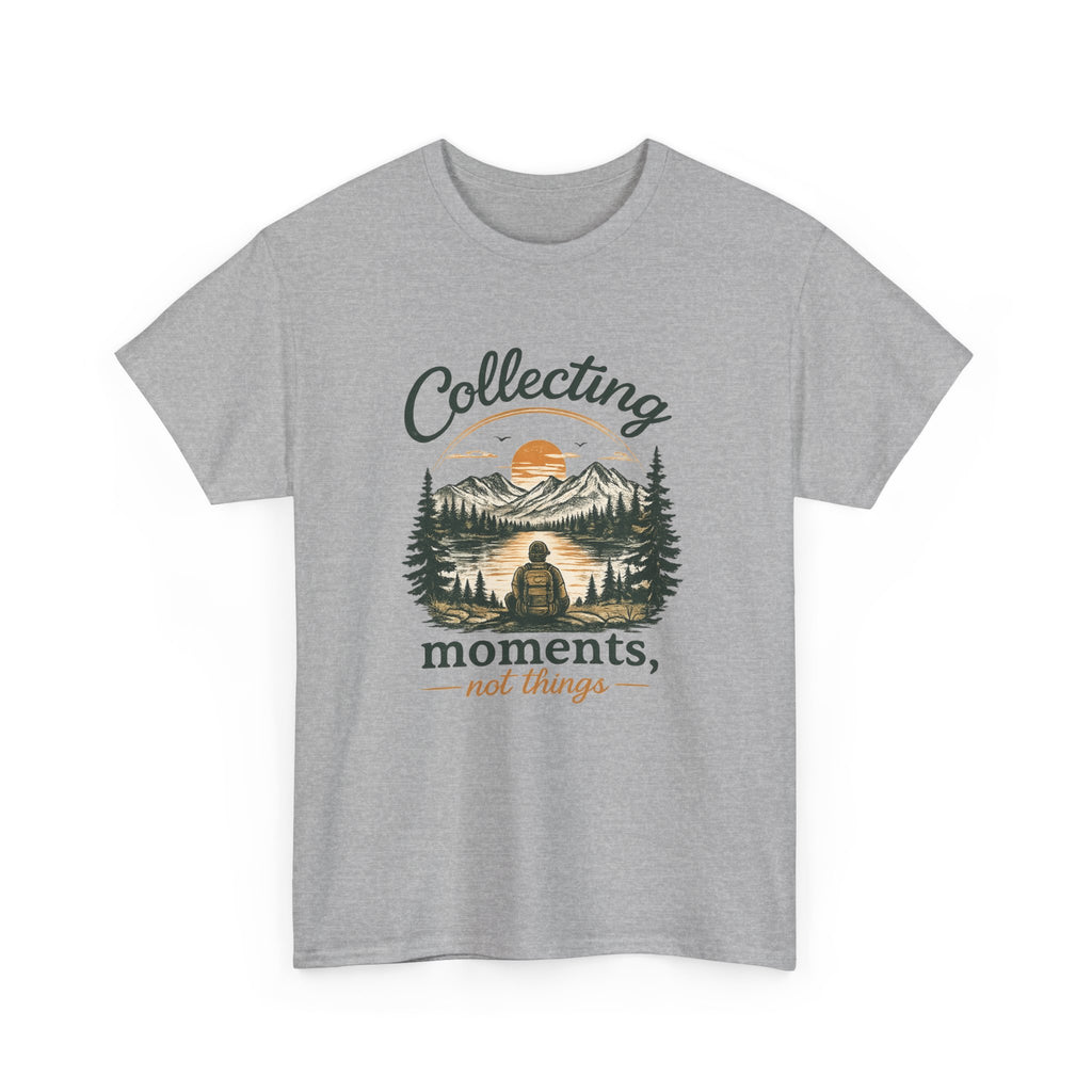 Collecting Moments Not Things Shirt, Nature Lover Gift, Hiking T-Shirt, Adventure Tee, Mountain Sunset Shirt, Outdoorsy Gift for Him Her