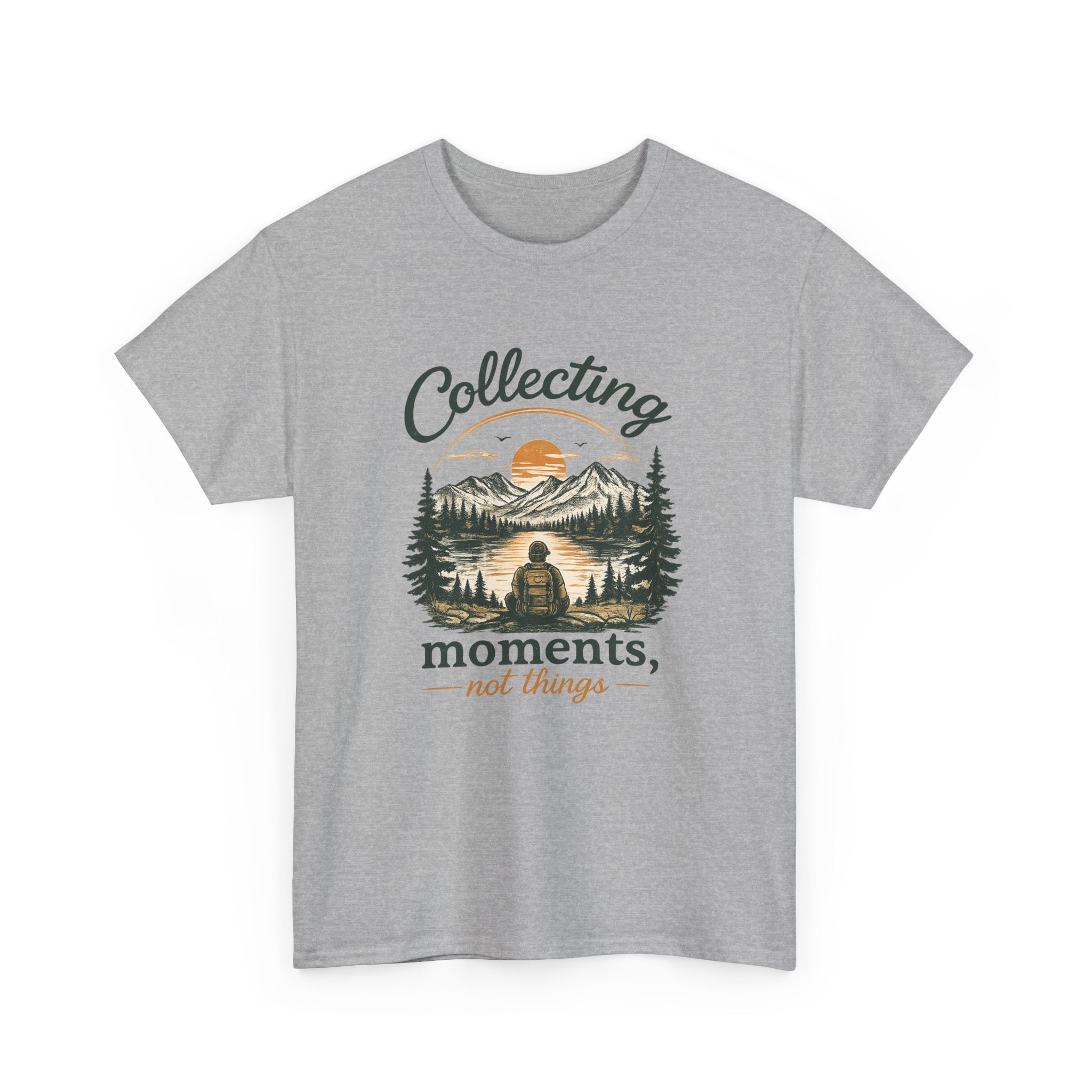 Collecting Moments Not Things Shirt, Nature Lover Gift, Hiking T-Shirt, Adventure Tee, Mountain Sunset Shirt, Outdoorsy Gift for Him Her