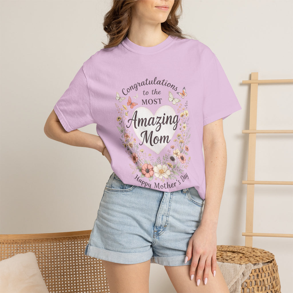 Amazing Mom Mother's Day Shirt, Floral Butterfly Mom Tee, Gift for Mom, Happy Mother's Day T-Shirt, Cute Mama Graphic Tee, Mom Gift Idea