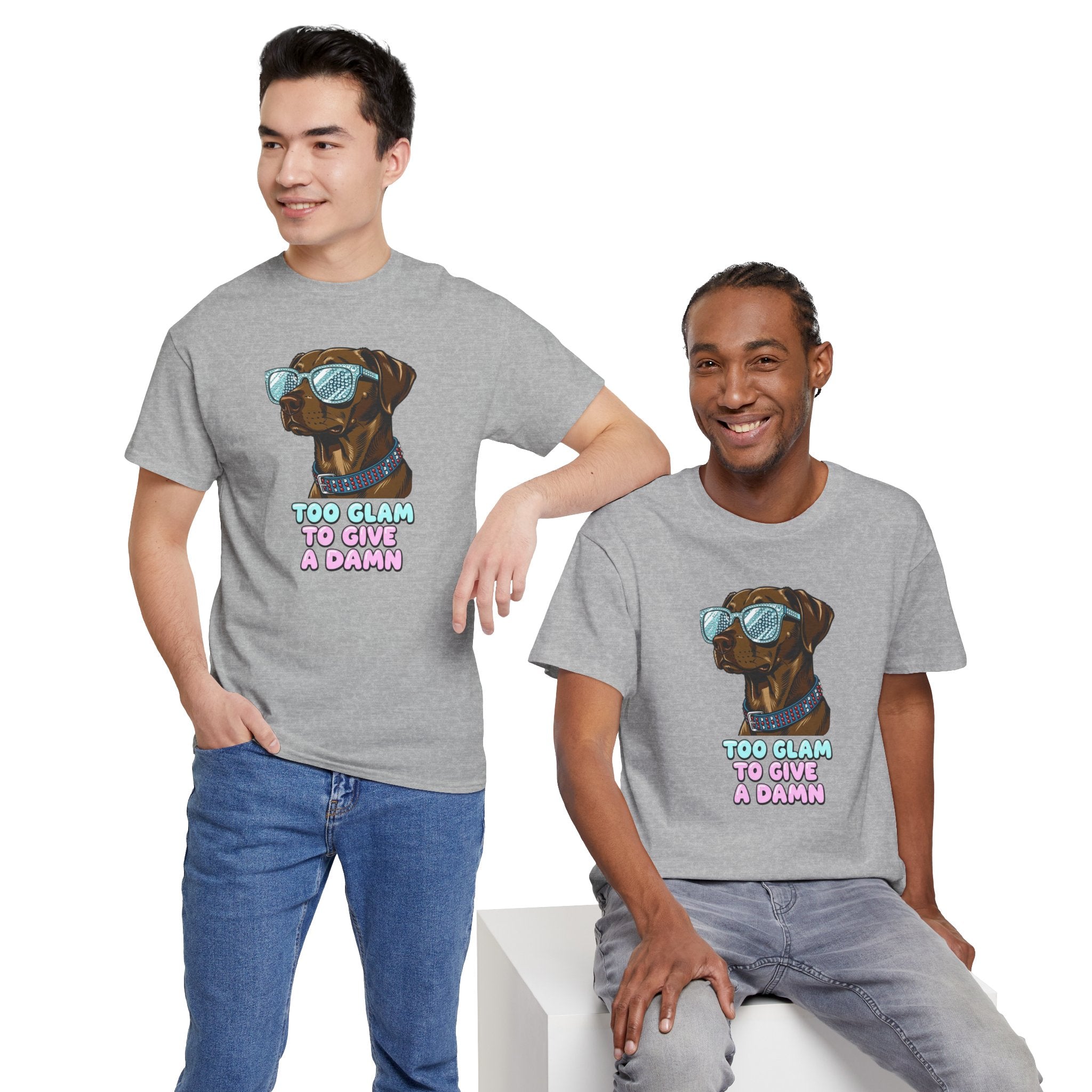 Too Glam to Give a Damn Funny Stylish Dog T-Shirt, Glam Dog Lover Graphic Tee, Cute Sassy Puppy Shirt, Trendy Pet Lover Gift, Unisex Casual
