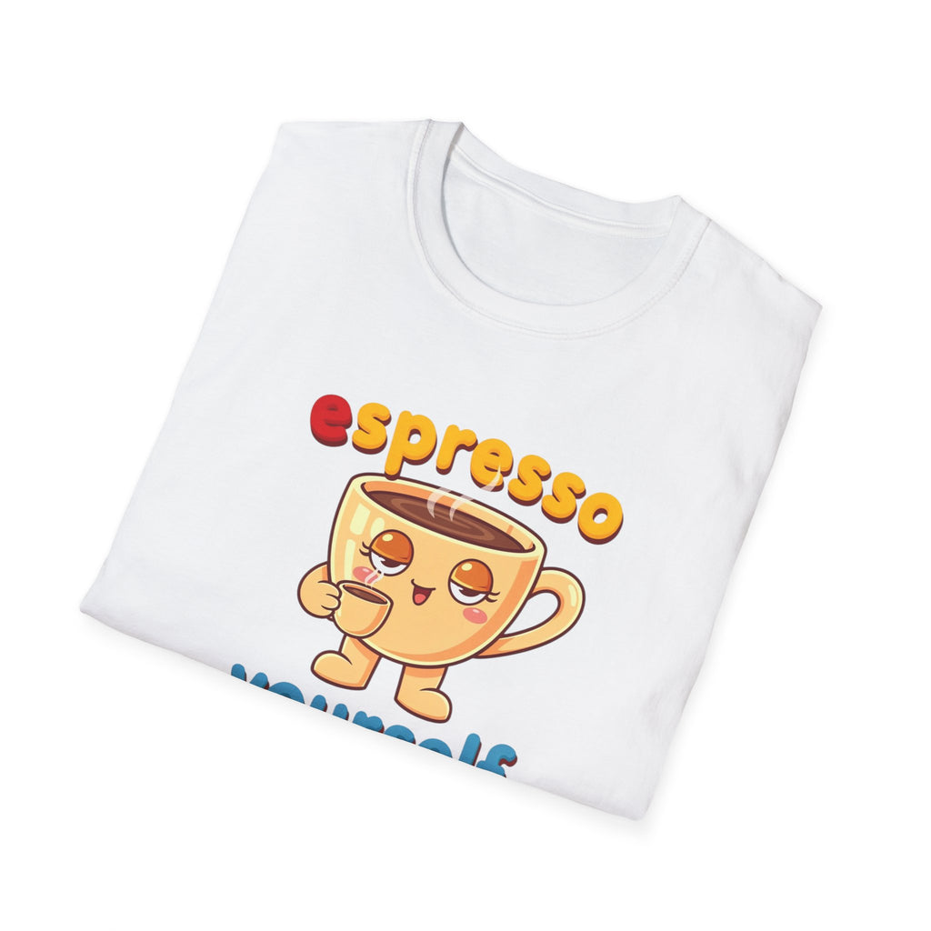 Espresso Yourself Funny Coffee T-Shirt, Cute Coffee Cup Graphic Tee, Barista Gift Shirt, Coffee Lover Pun Tee, Caffeine Lover Unisex Top