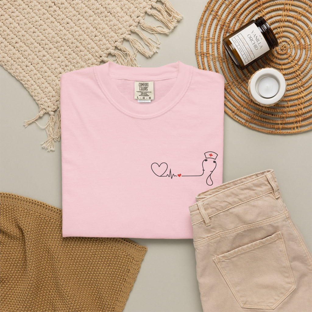 Minimalist Nurse Shirt | Heartbeat EKG Nurse Cap Tee | RN Gift | Nursing Student Gift | Healthcare Worker T-Shirt